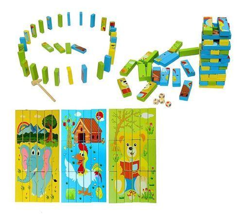 Set de Jenga y Puzzles de Madera Animales (54 piezas)-2