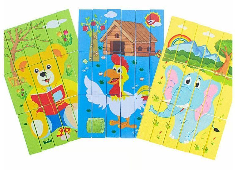 Set de Jenga y Puzzles de Madera Animales (54 piezas)-3