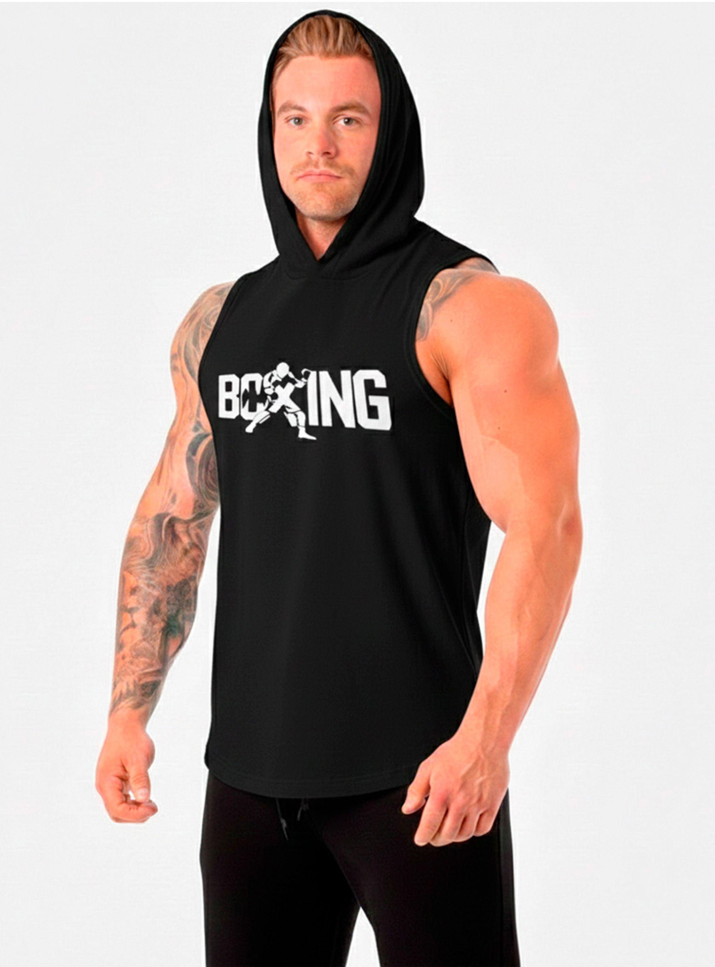 Polera Musculosa Deportiva Boxeo Sin Mangas Con Capucha / Negro-2