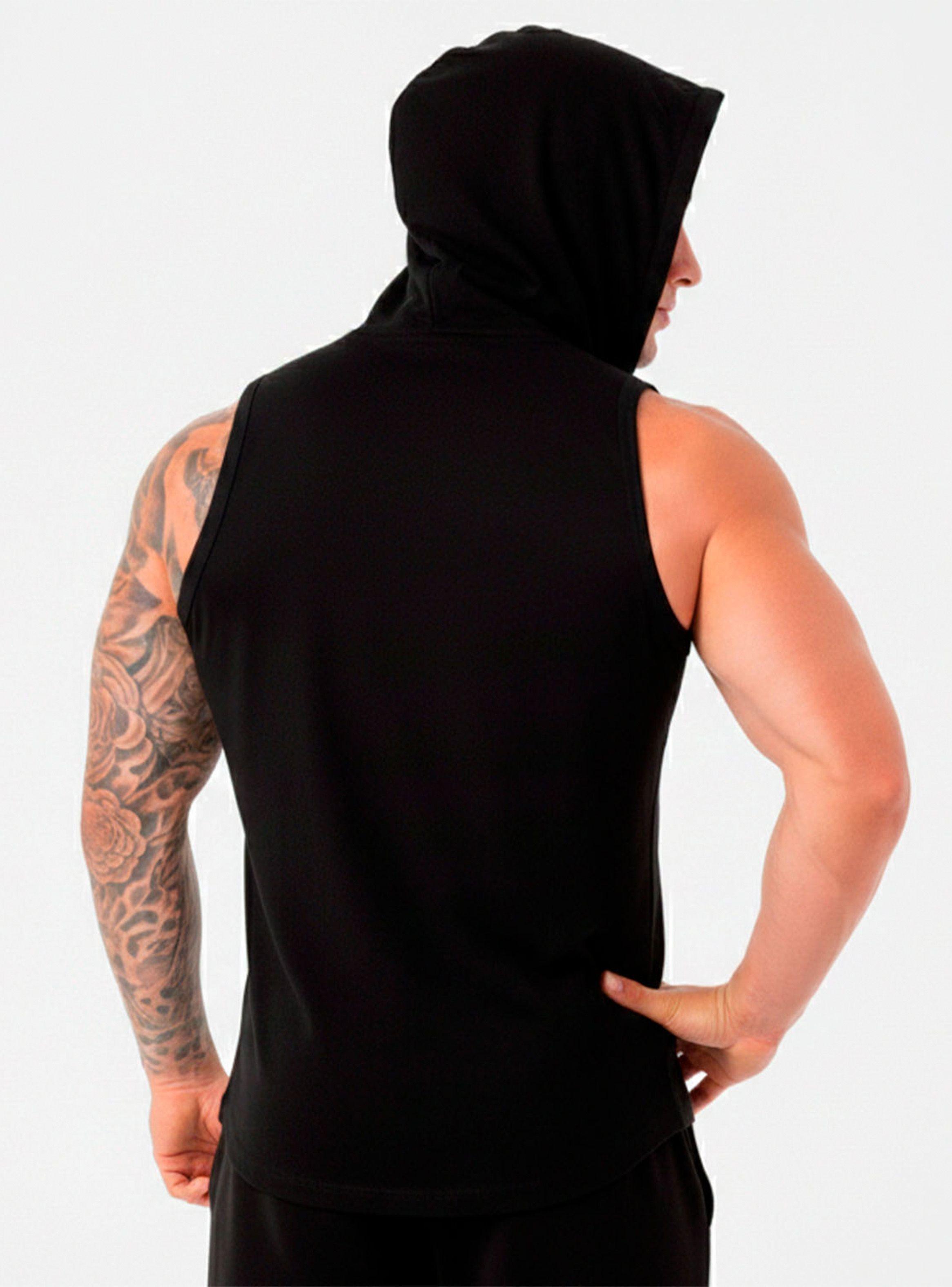 Polera Musculosa Deportiva Boxeo Sin Mangas Con Capucha / Negro-3