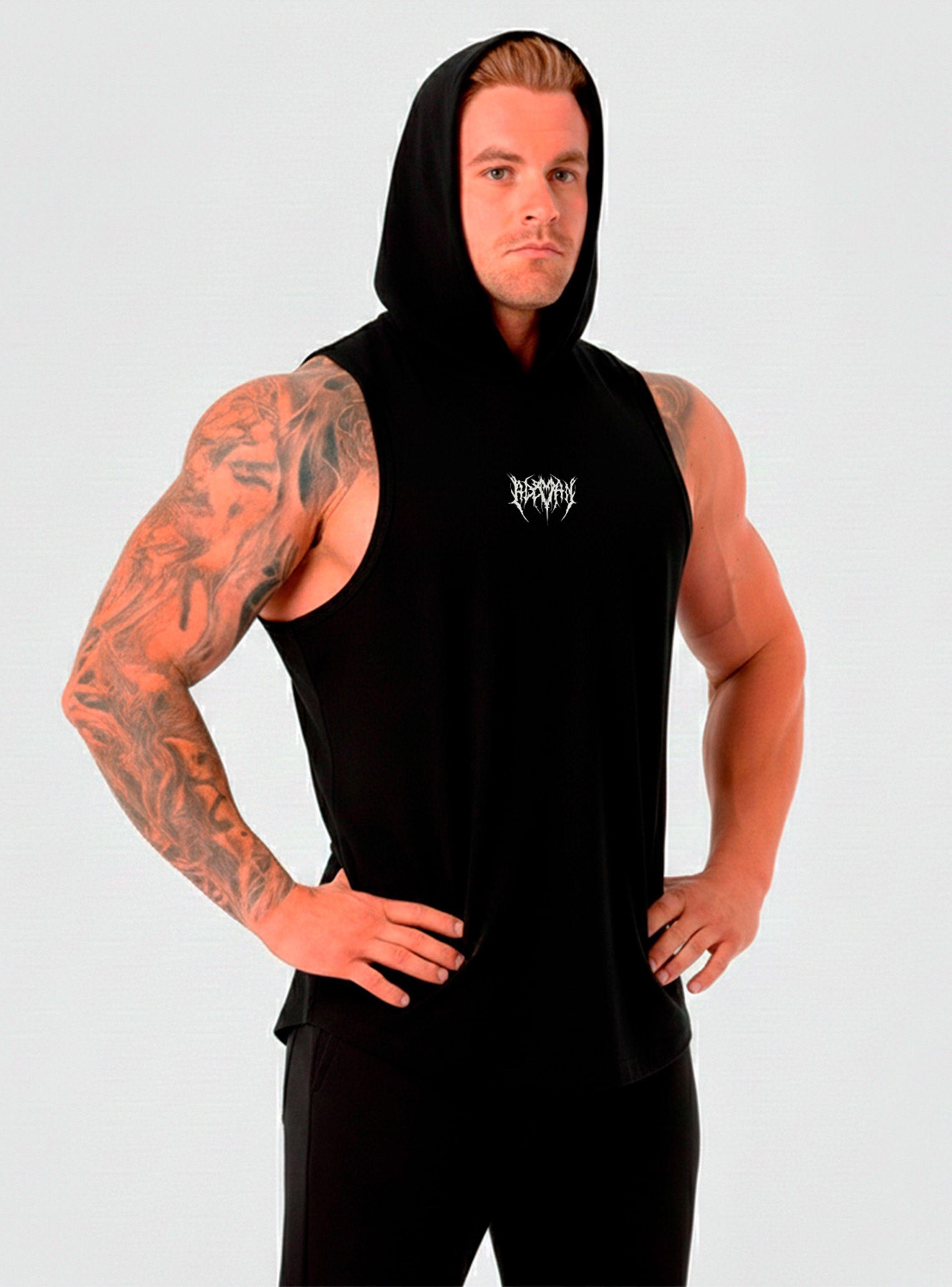 Polera Musculosa Gothic con capucha Negro-4