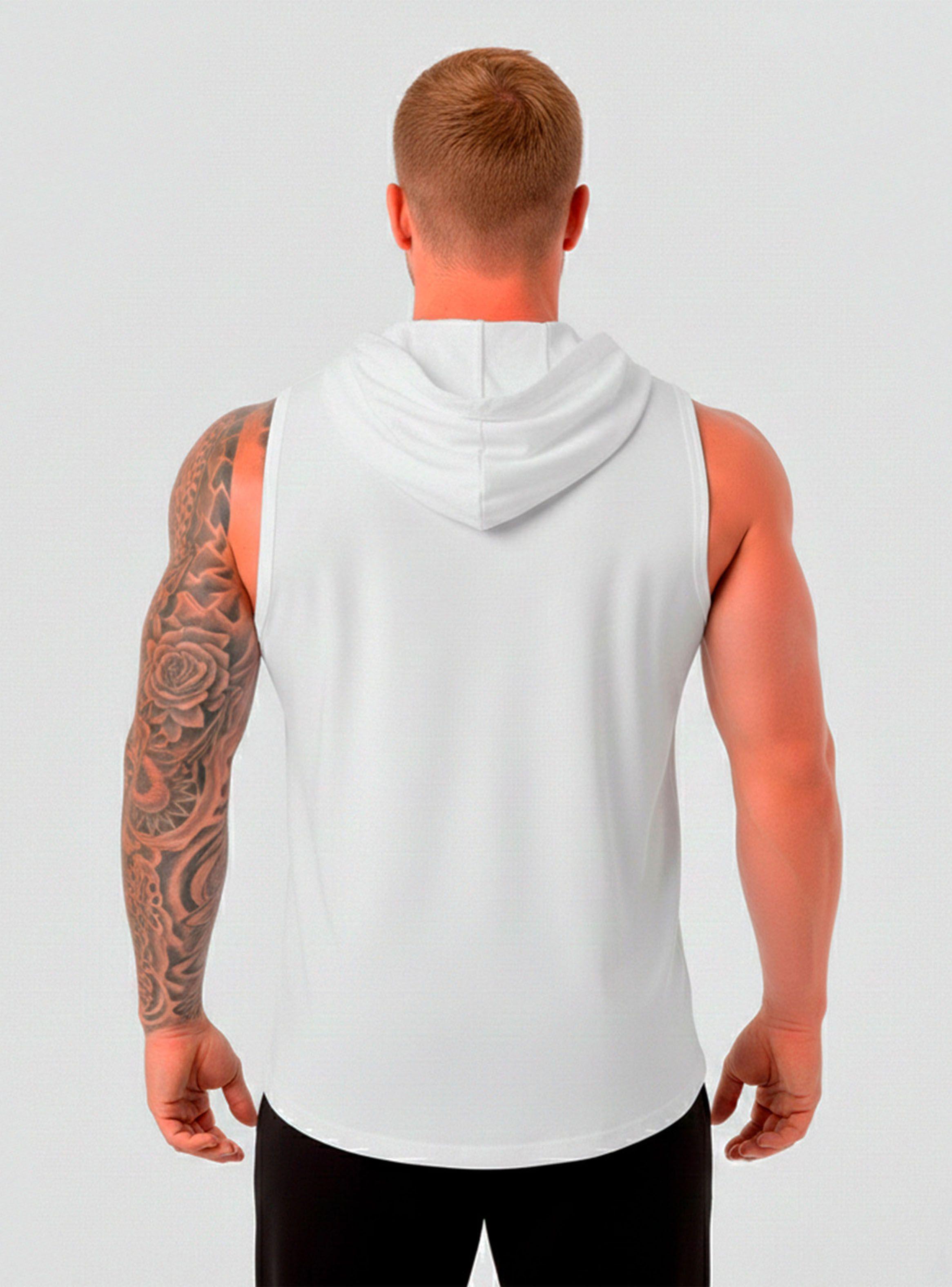 Polera Musculosa Spartan Blanco con Capucha Diseño Deportivo-2