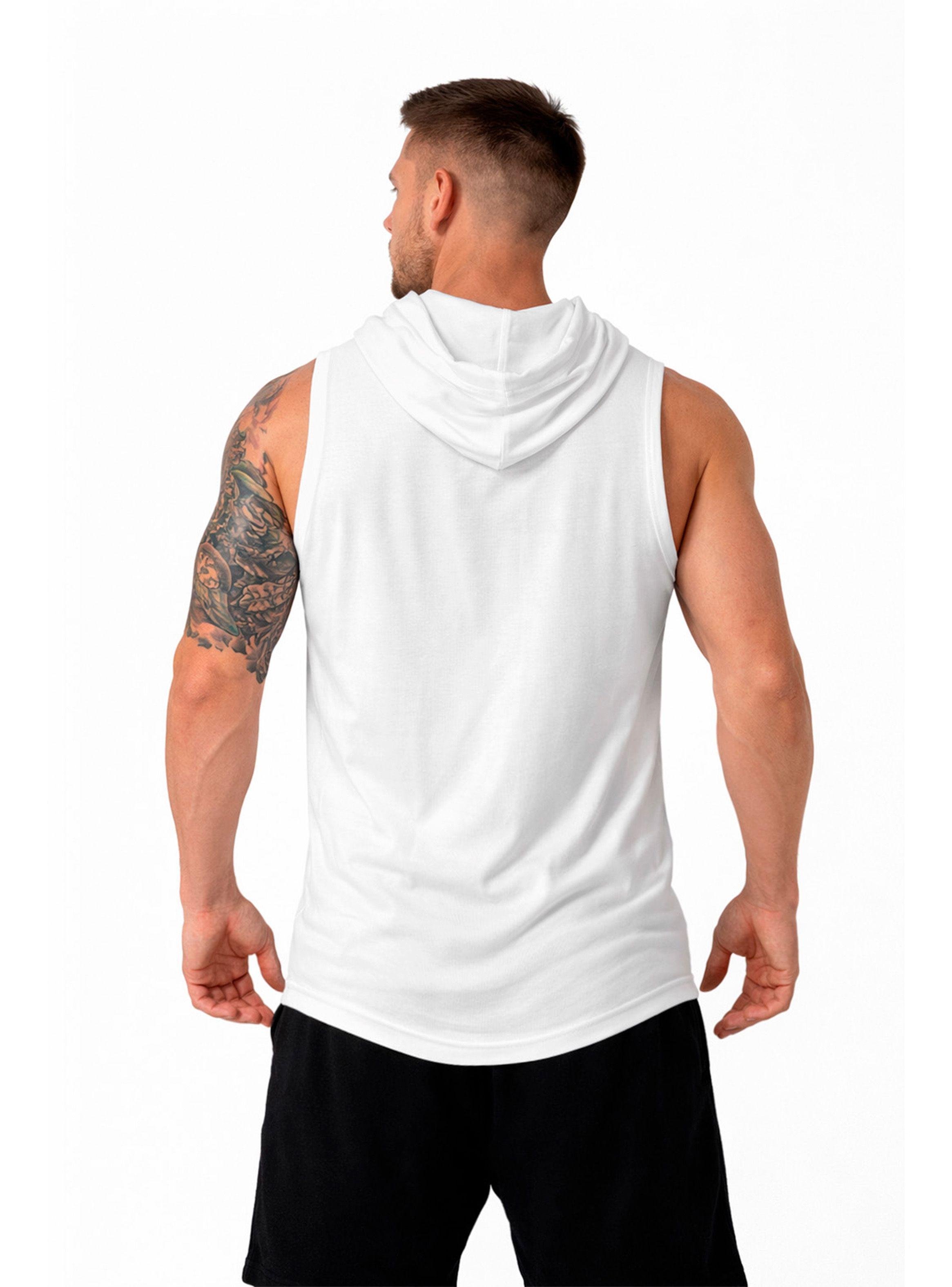 Polera Musculosa Spartan Blanco con Capucha Diseño Deportivo-4