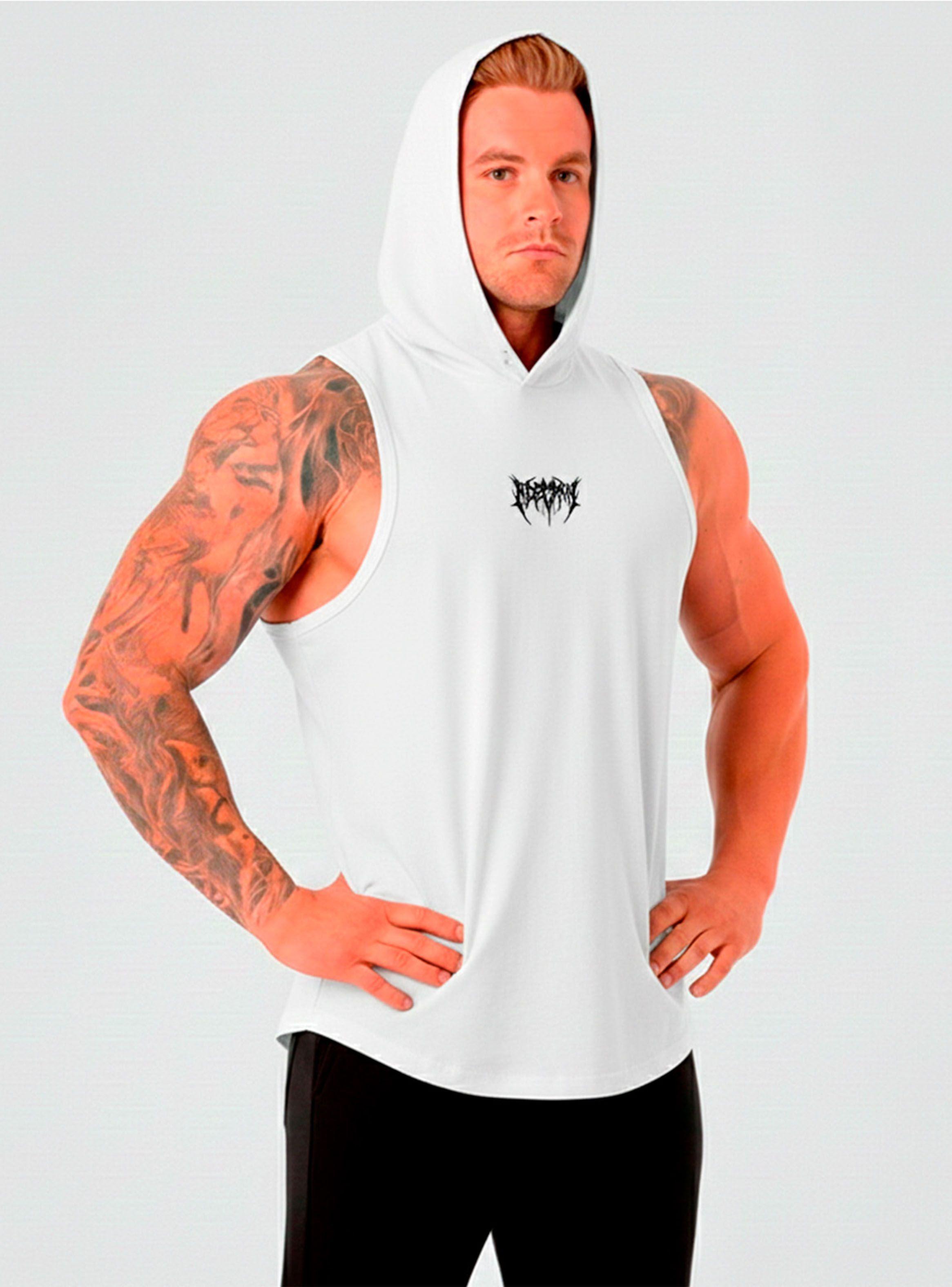 Polera Musculosa Gothic con capucha Blanco-4