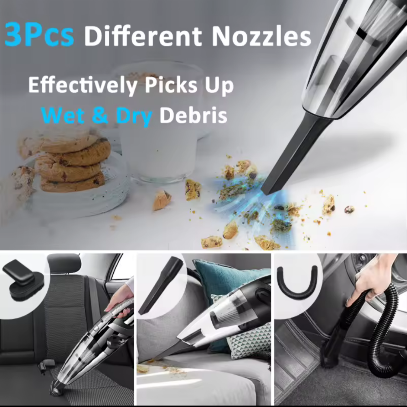 Aspiradora Portátil  Inalámbrica Auto-hogar Potencia 120w-3