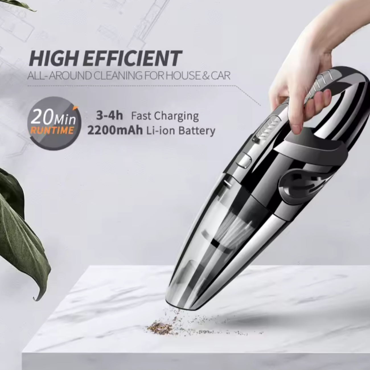 Aspiradora Portátil  Inalámbrica Auto-hogar Potencia 120w-4