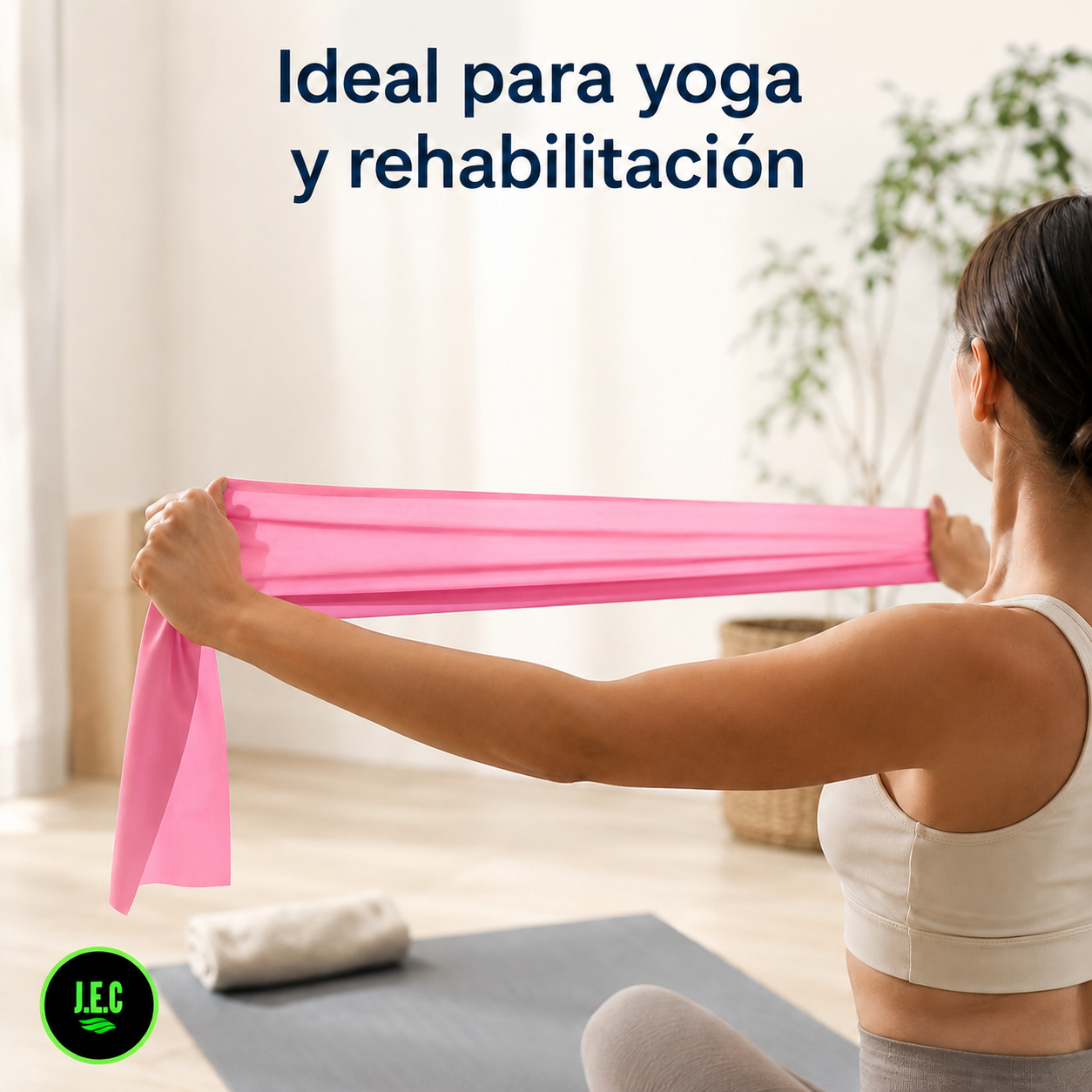 Banda Elástica Plana Tipo Tela, Resistente para Yoga y Rehabilitación-4