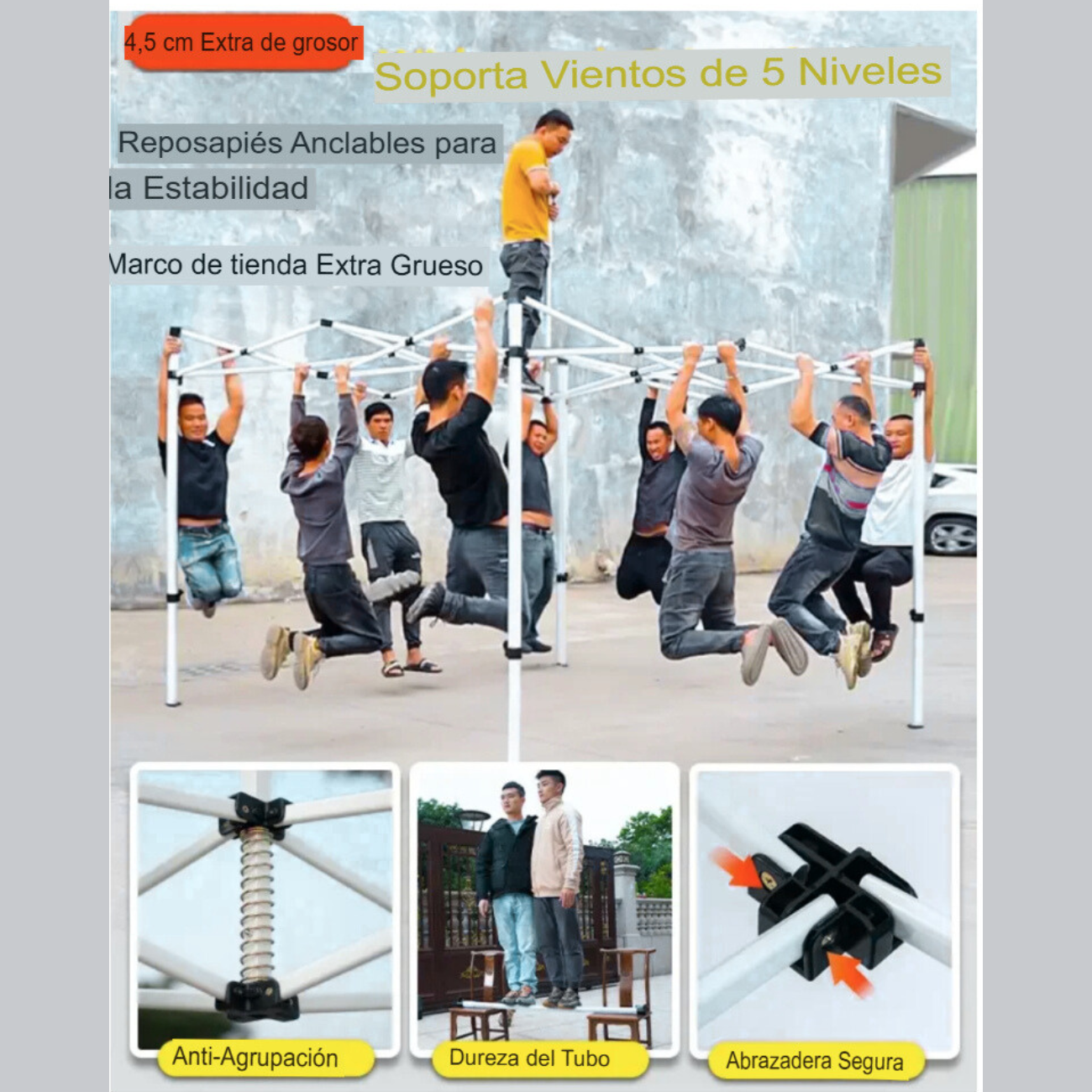 Toldo 3x3 Acero Reforzado Impermeable con Paredes Laterales-3