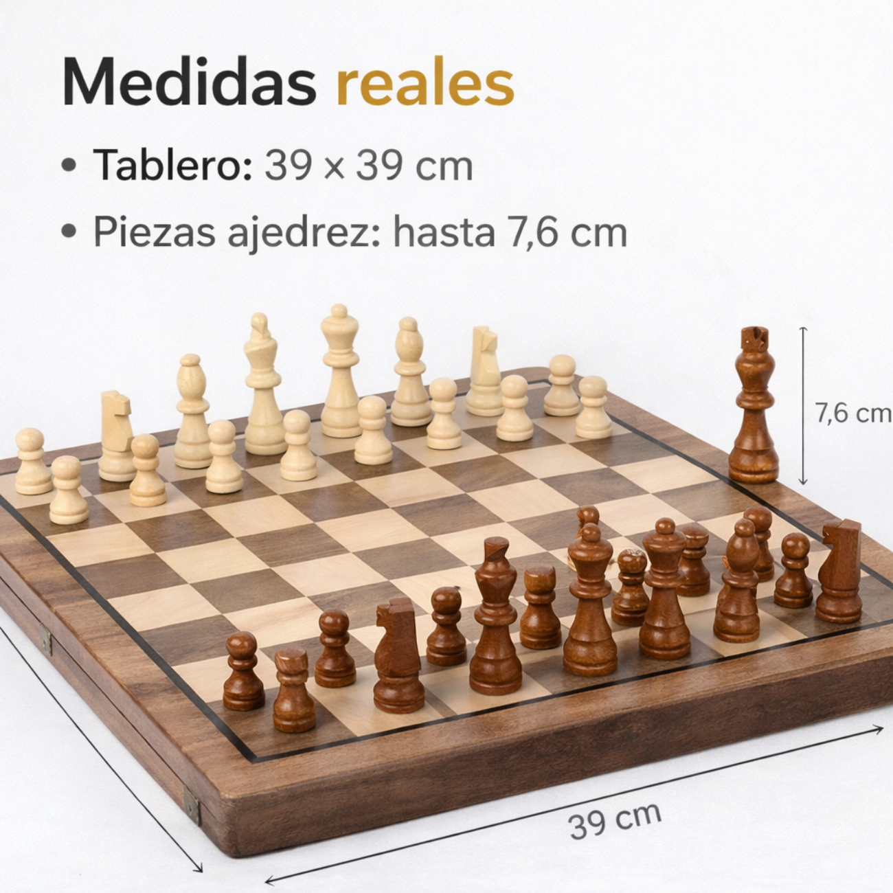 Juego Ajedrez y Damas 2 en 1 Magnético de Madera Premium -3