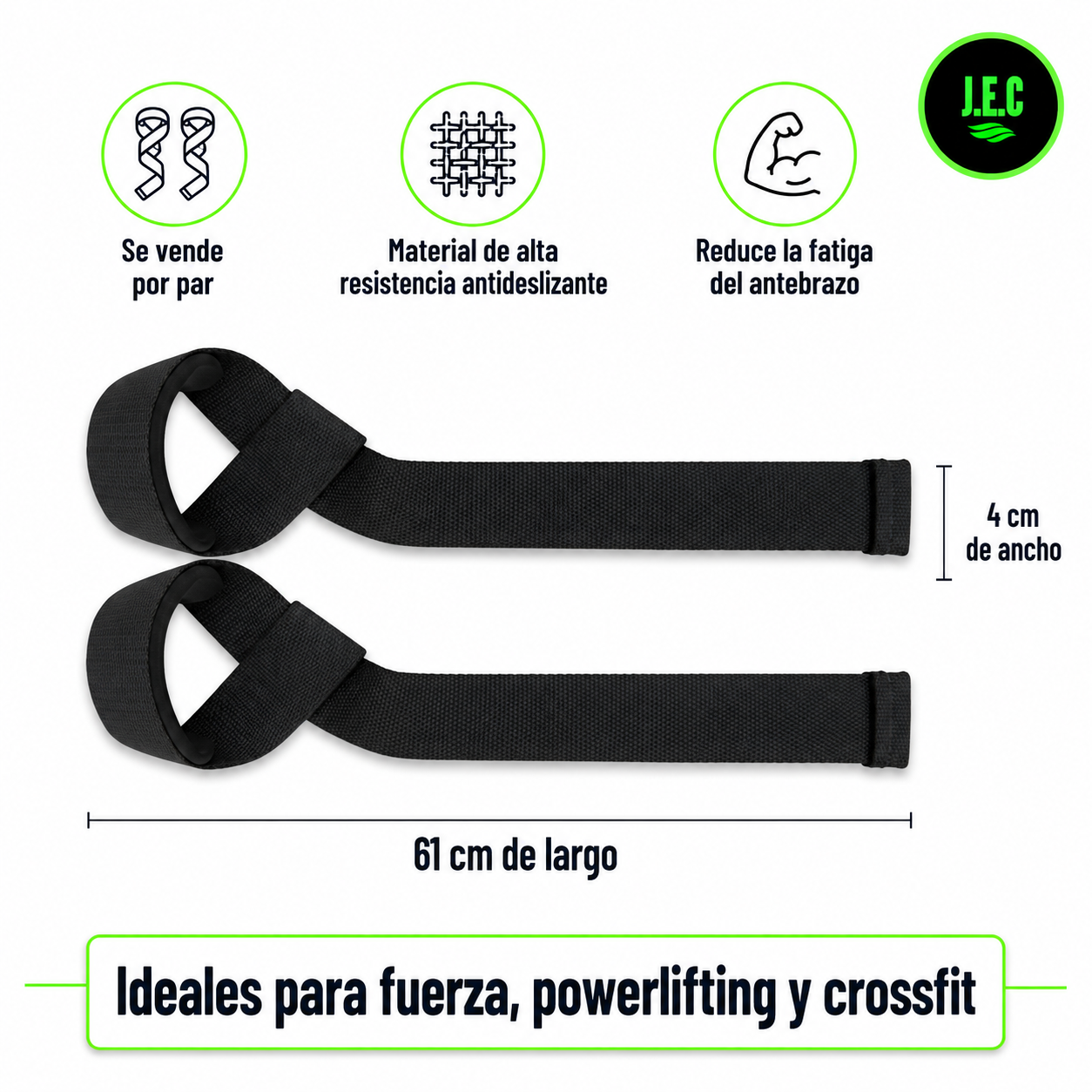Correas de Muñeca Lifting Straps para Pesas Crossfit Gimnasio -5