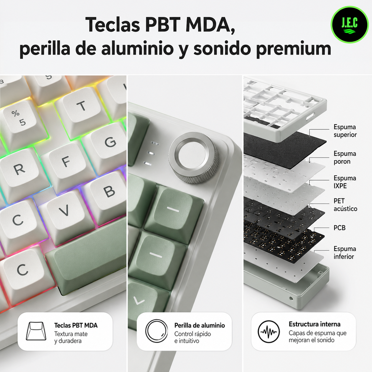 Teclado Mecánico RK Royal Kludge R75 Español RGB Hot Swap profesional-3