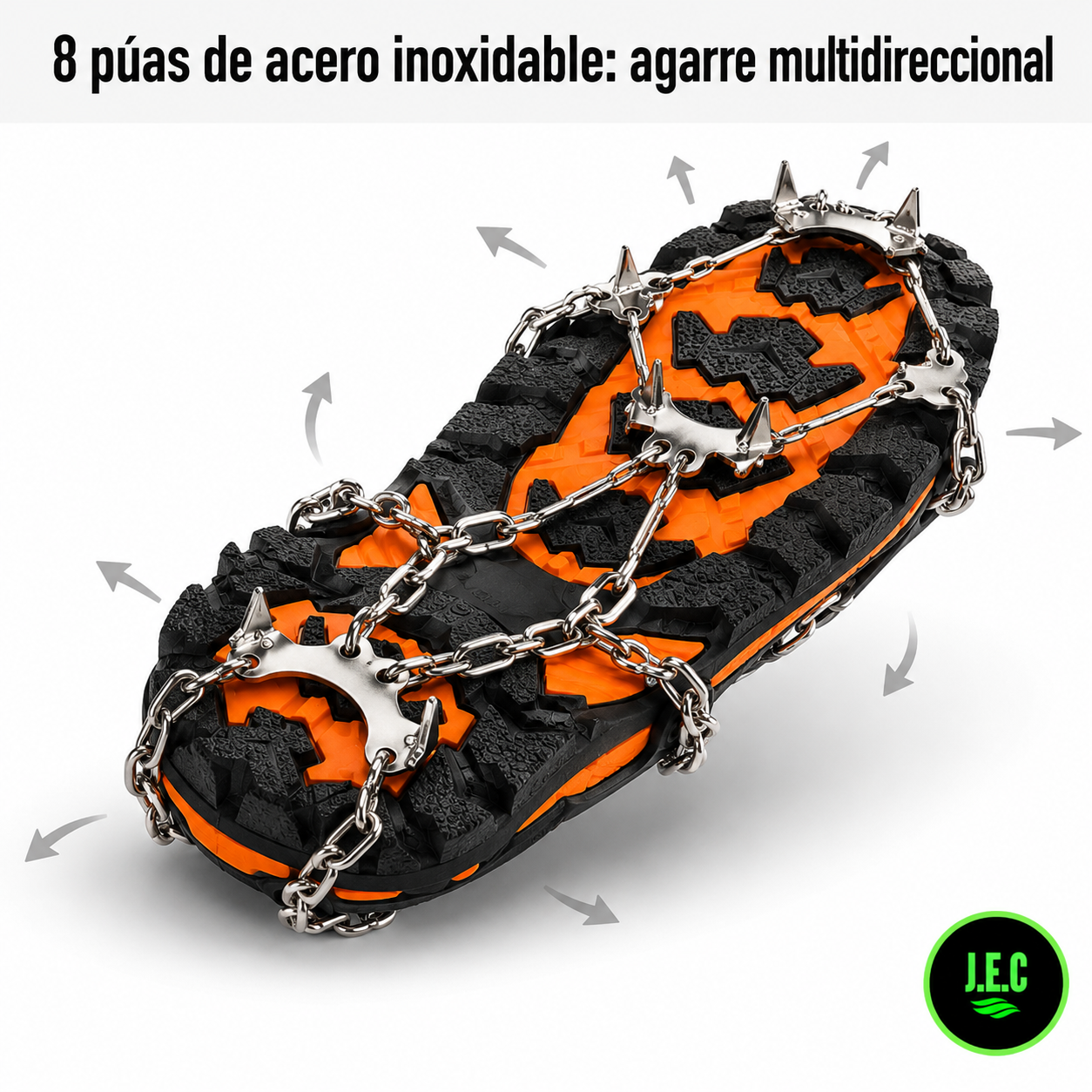 Crampones de 8 Puntas de Acero Inoxidable para Nieve y Hielo-2