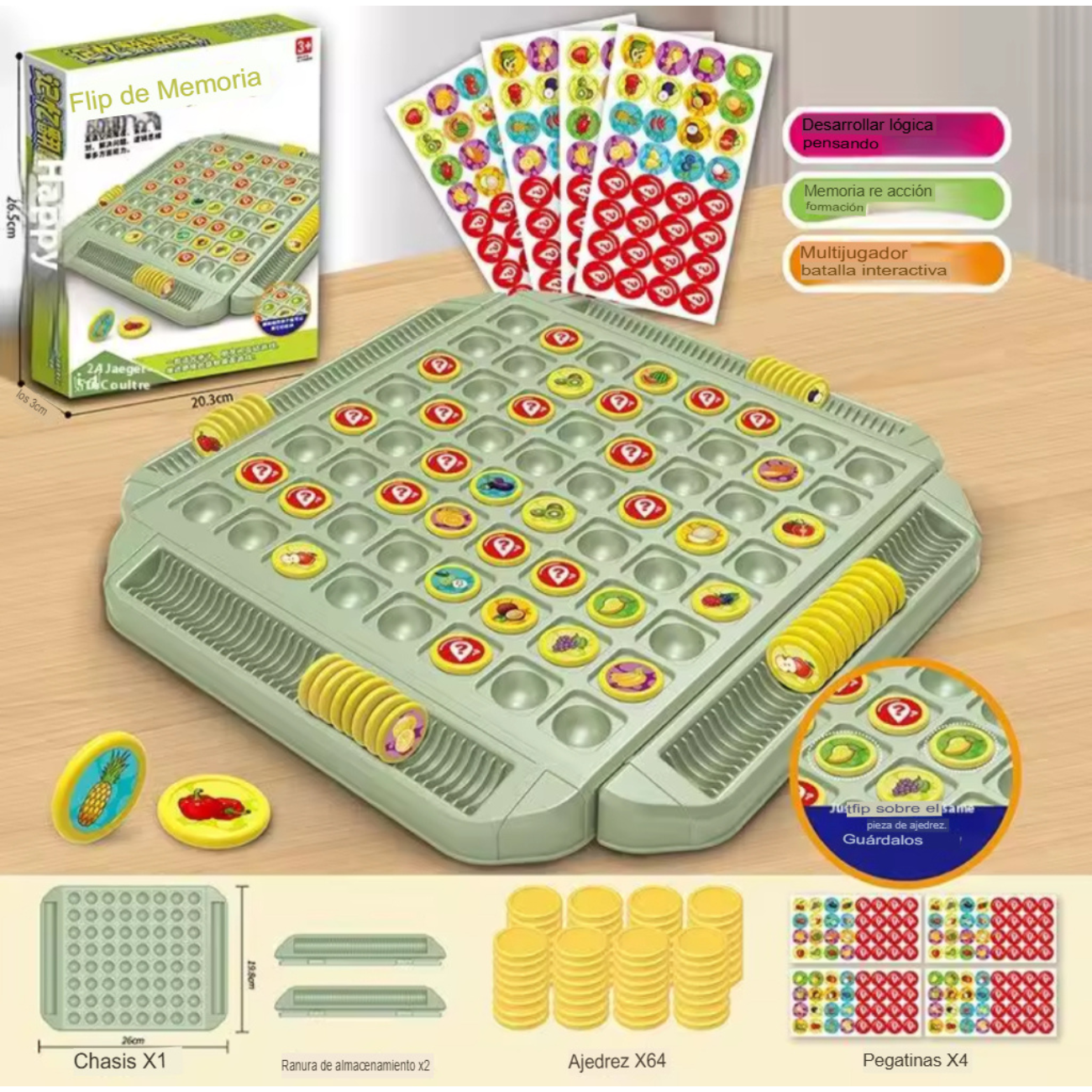 Juego De Memoria Familiar Con Tablero Y Fichas Educativo-3