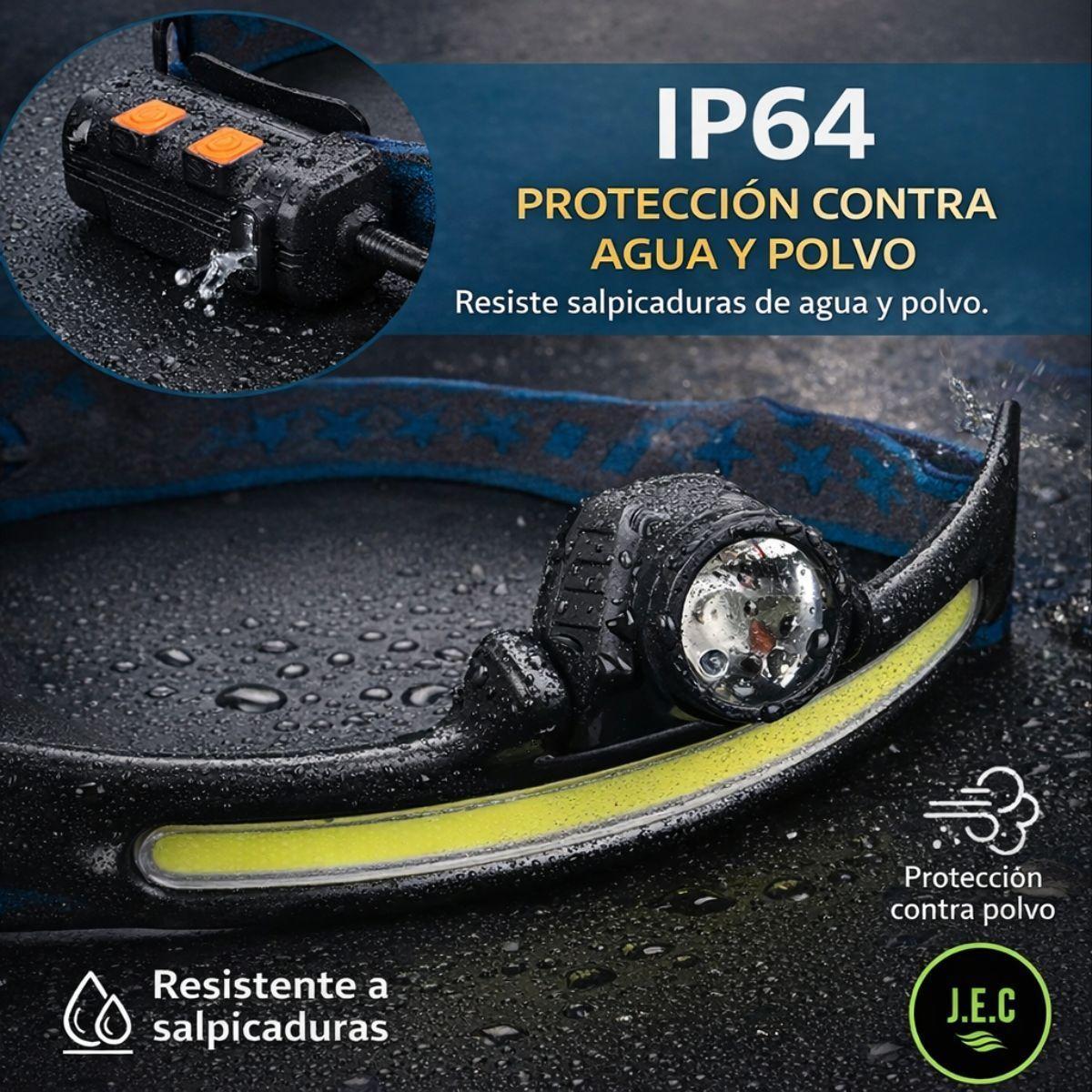 Linterna Frontal LED COB Inducción Batería Integrada Zoom-4