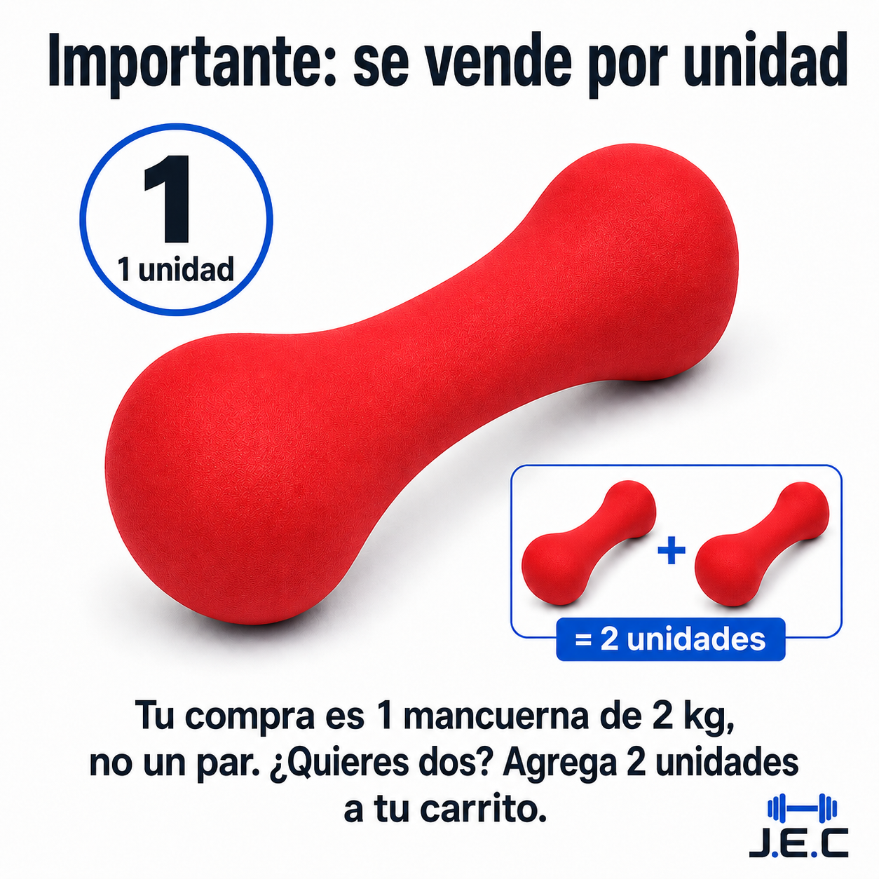 Mancuerna de Neopreno 2 Kg Forma de Hueso Ergonómica por Unidad-5