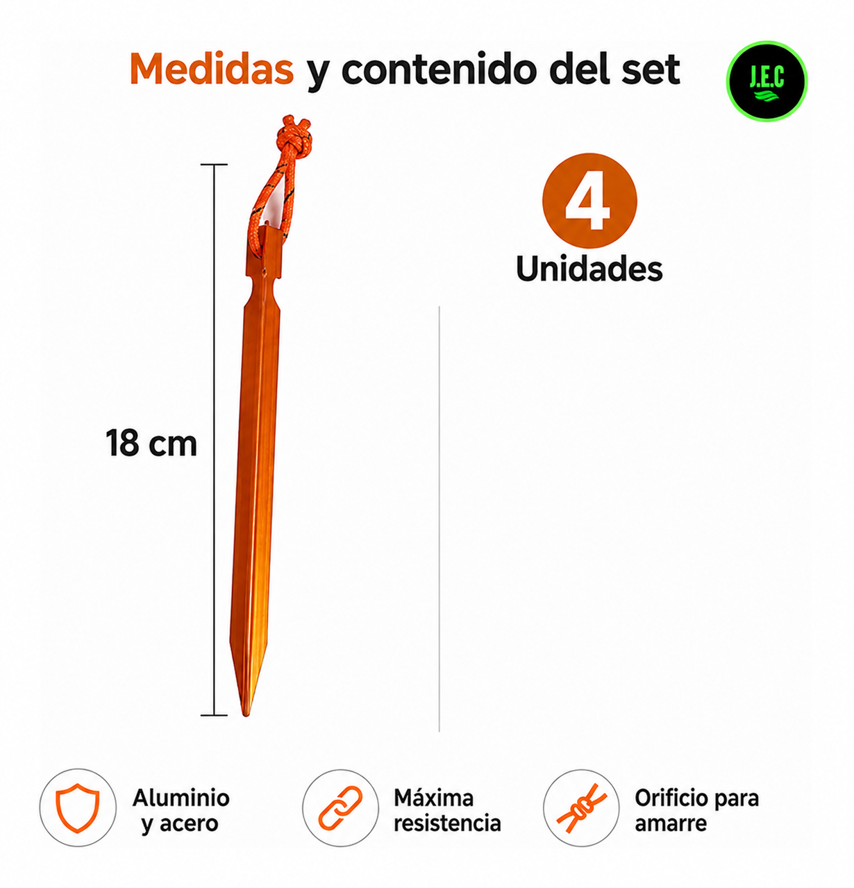 Estacas de Aluminio y Acero para Camping Resistentes y Duraderas-5