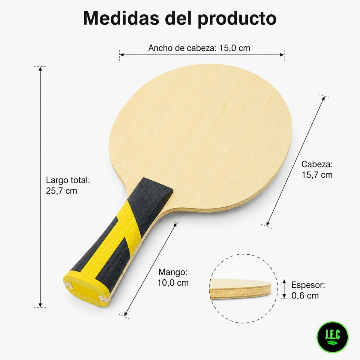 Pala de Madera Ping Pong 7 Capas Carbono Profesional Sin Goma-5