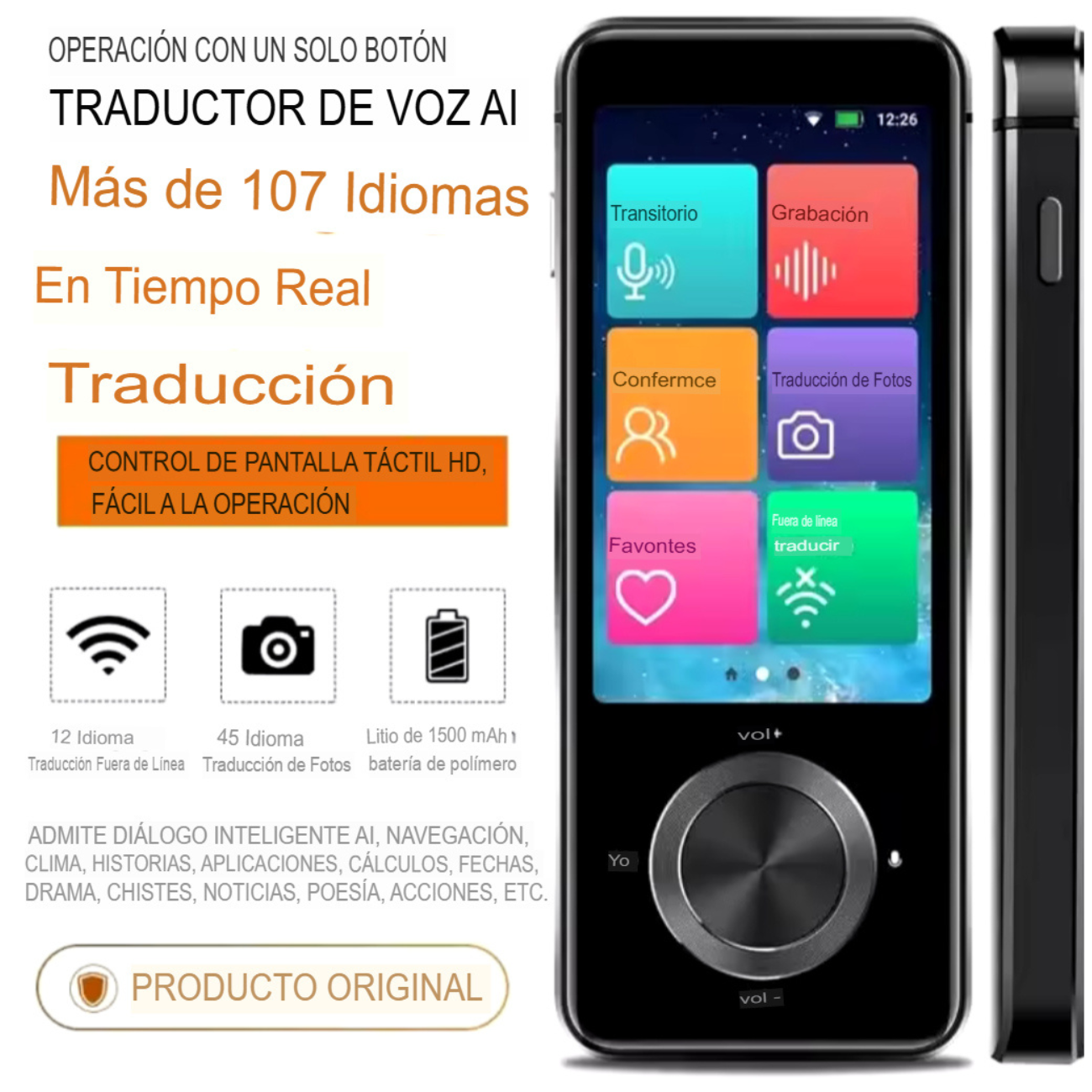 Traductor de Idiomas Inteligente, pantalla Táctil 127 idiomas -3
