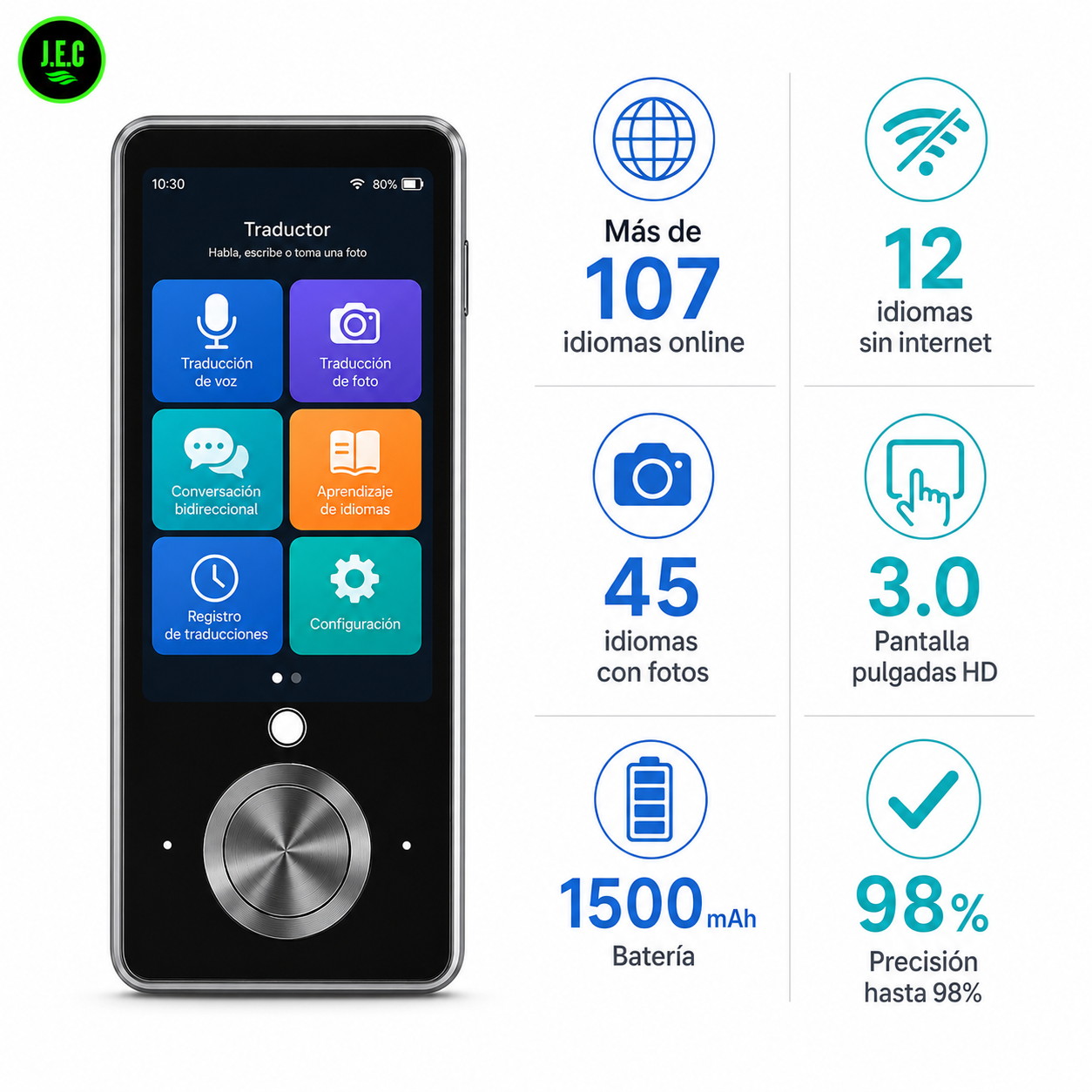 Traductor Inteligente M9 con IA — 107 Idiomas en Tiempo Real-1