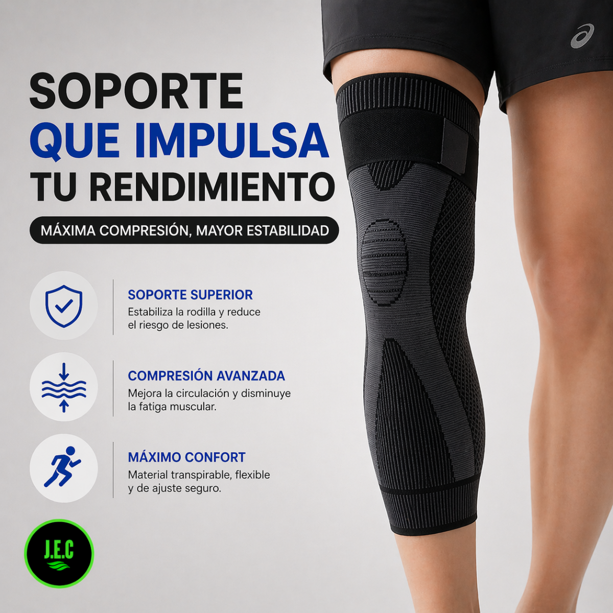 Rodillera De Compresión Deportiva, Pierna Completa Ajustable.-1