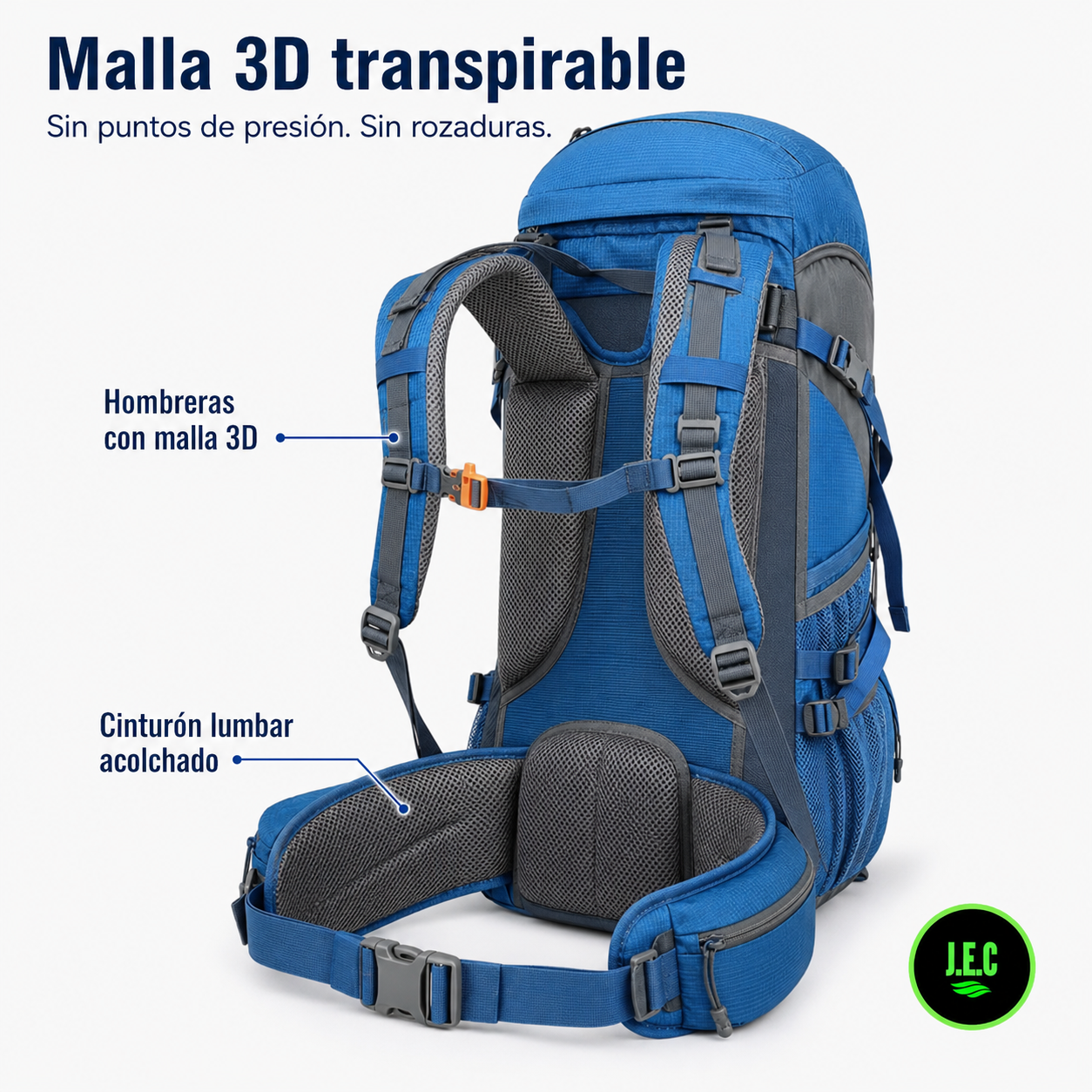 Mochila Tecnica 60L Trekking Ajuste Torso Regulable 1,3kg-2