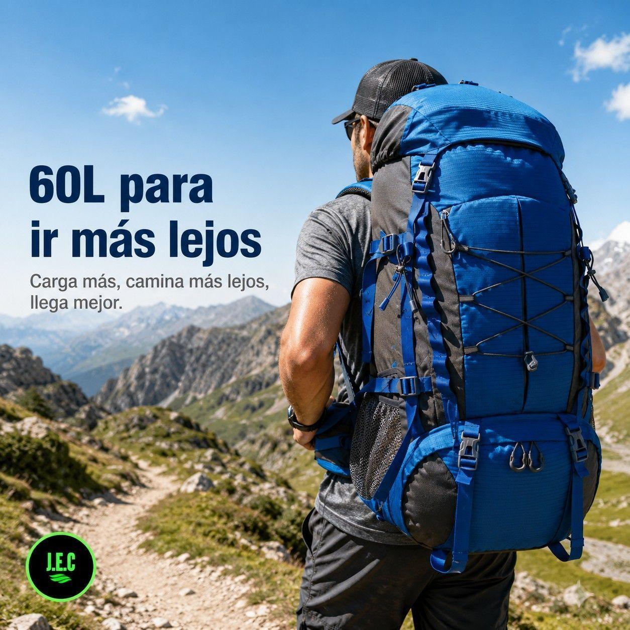 Mochila Tecnica 60L Trekking Ajuste Torso Regulable 1,3kg-4