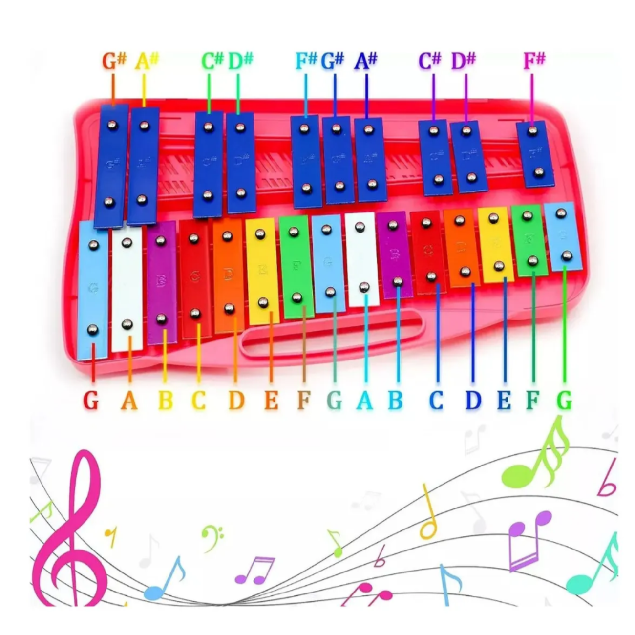 Metalófono Cromático De Colores Maletín Portátil Para Niños-4