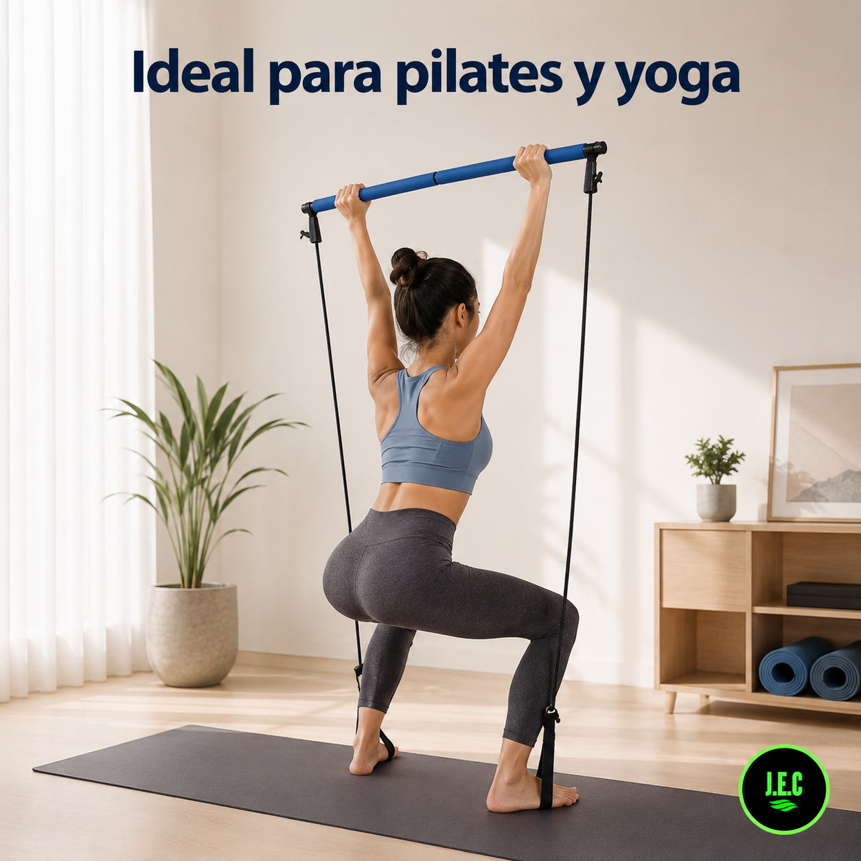 Barra de Pilates con Banda Elástica, Resistente y Duradera-4