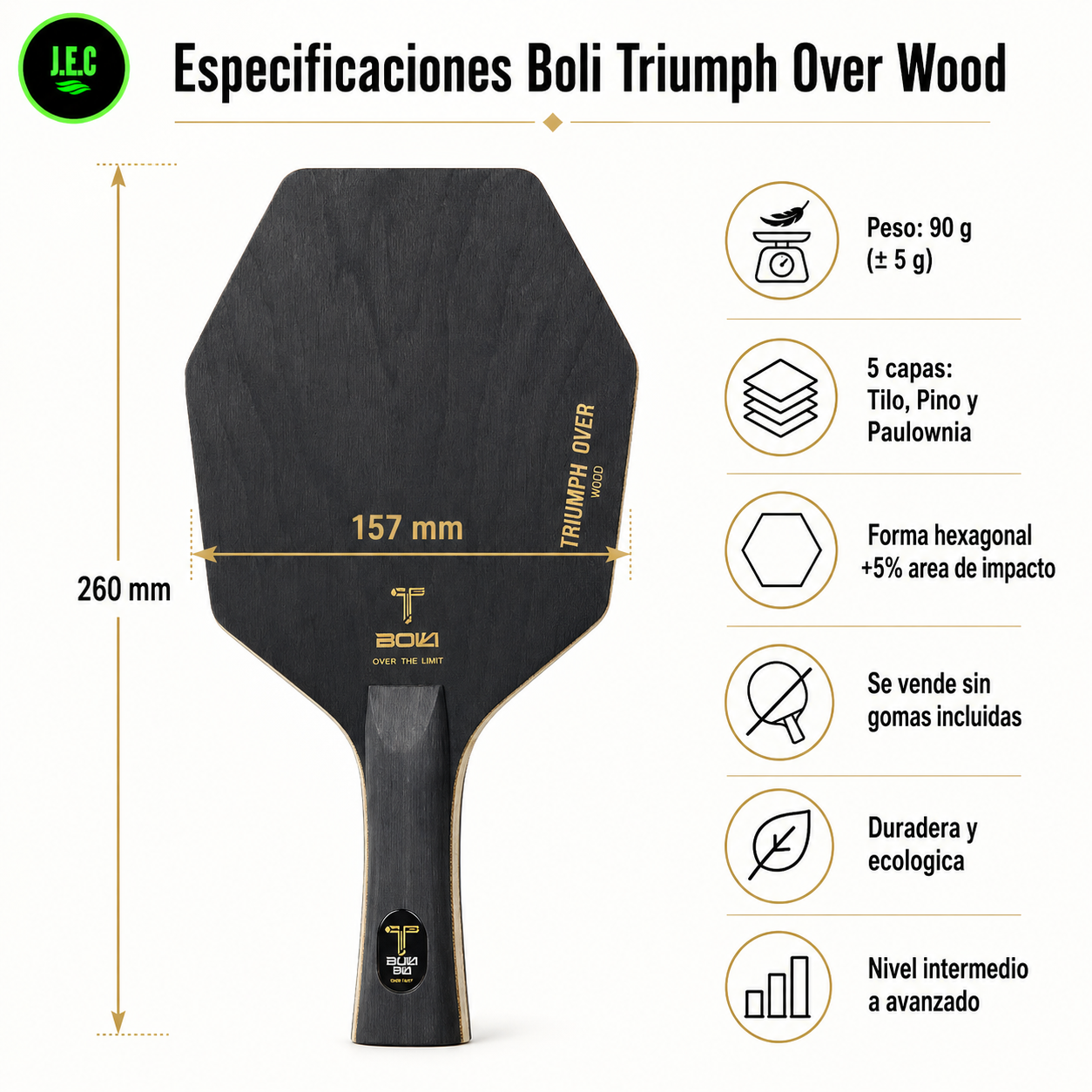 Pala Hexagonal Profesional 5 Capas Madera Ligera Control-5