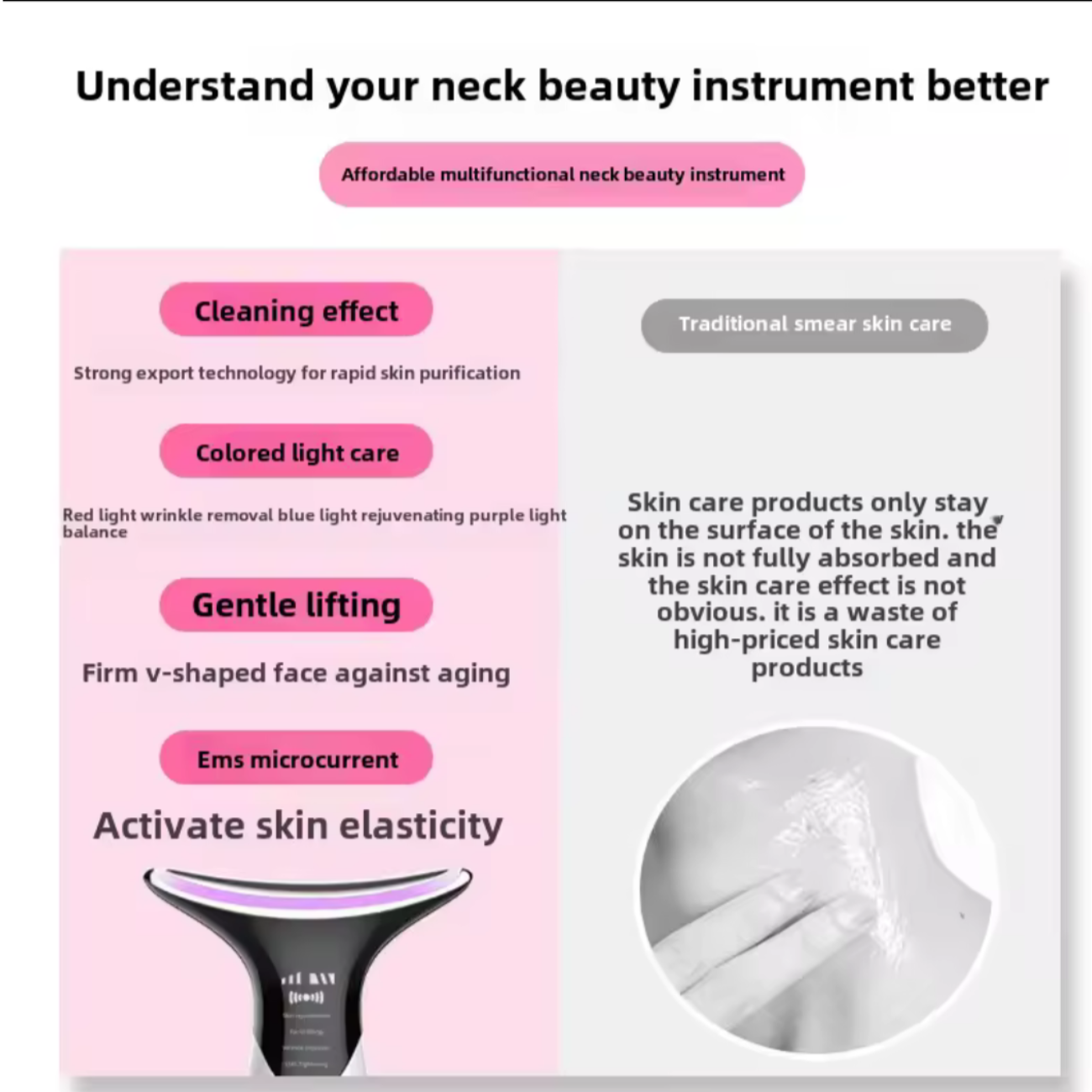 Masajeador facial limpiador antiarrugas cuello y rostro-3