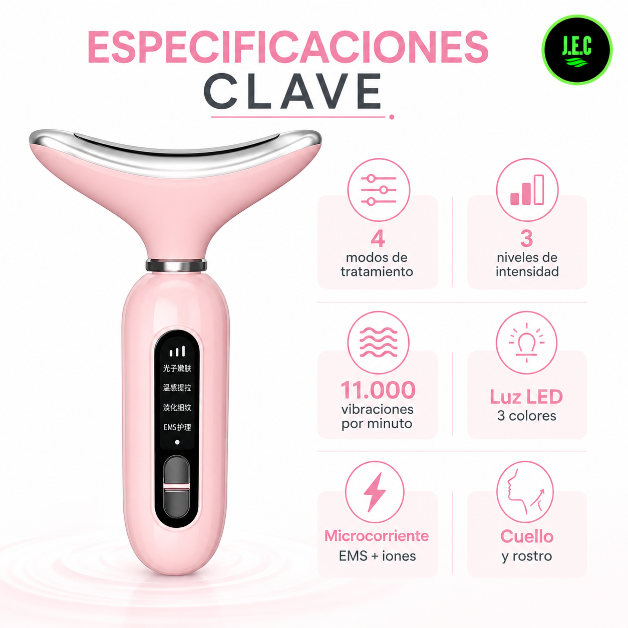 Dispositivo Facial EMS y Luz LED para Cuello y Rostro J.E.C.-5