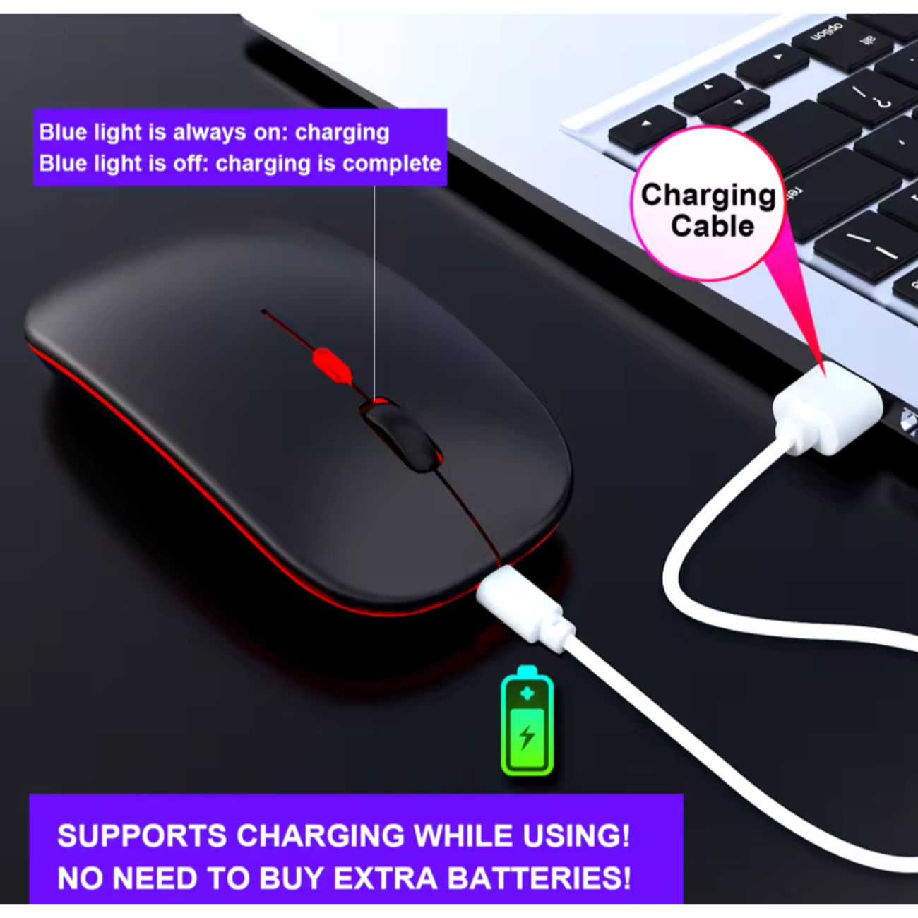 Mouse Inalámbrico Bluetooth 5.0 Ultradelgado Recargable-2