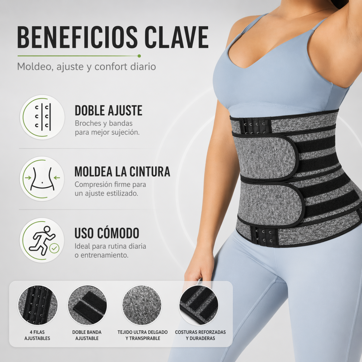 Faja Modeladora, Reductora de cintura y abdomen Premium -2