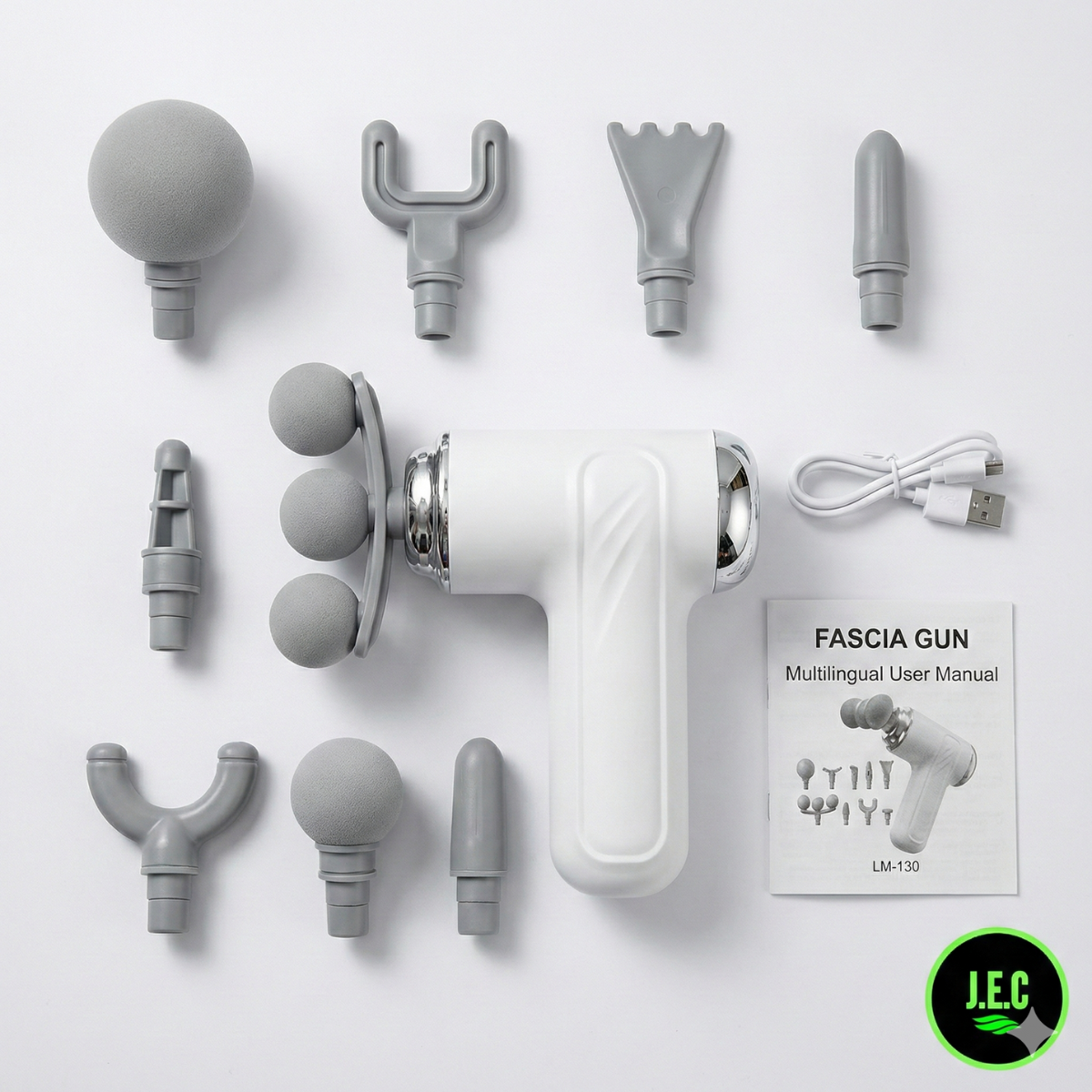 Pistola Masajeadora Muscular 8 Cabezales 6 Niveles-3