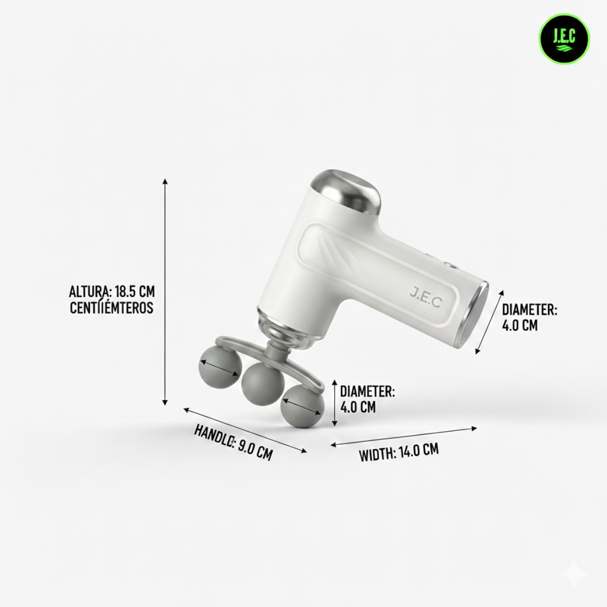 Pistola Masajeadora Muscular 8 Cabezales 6 Niveles-5