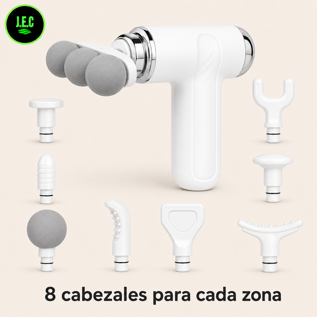Pistola Masajeadora Muscular 8 Cabezales 6 Niveles-2