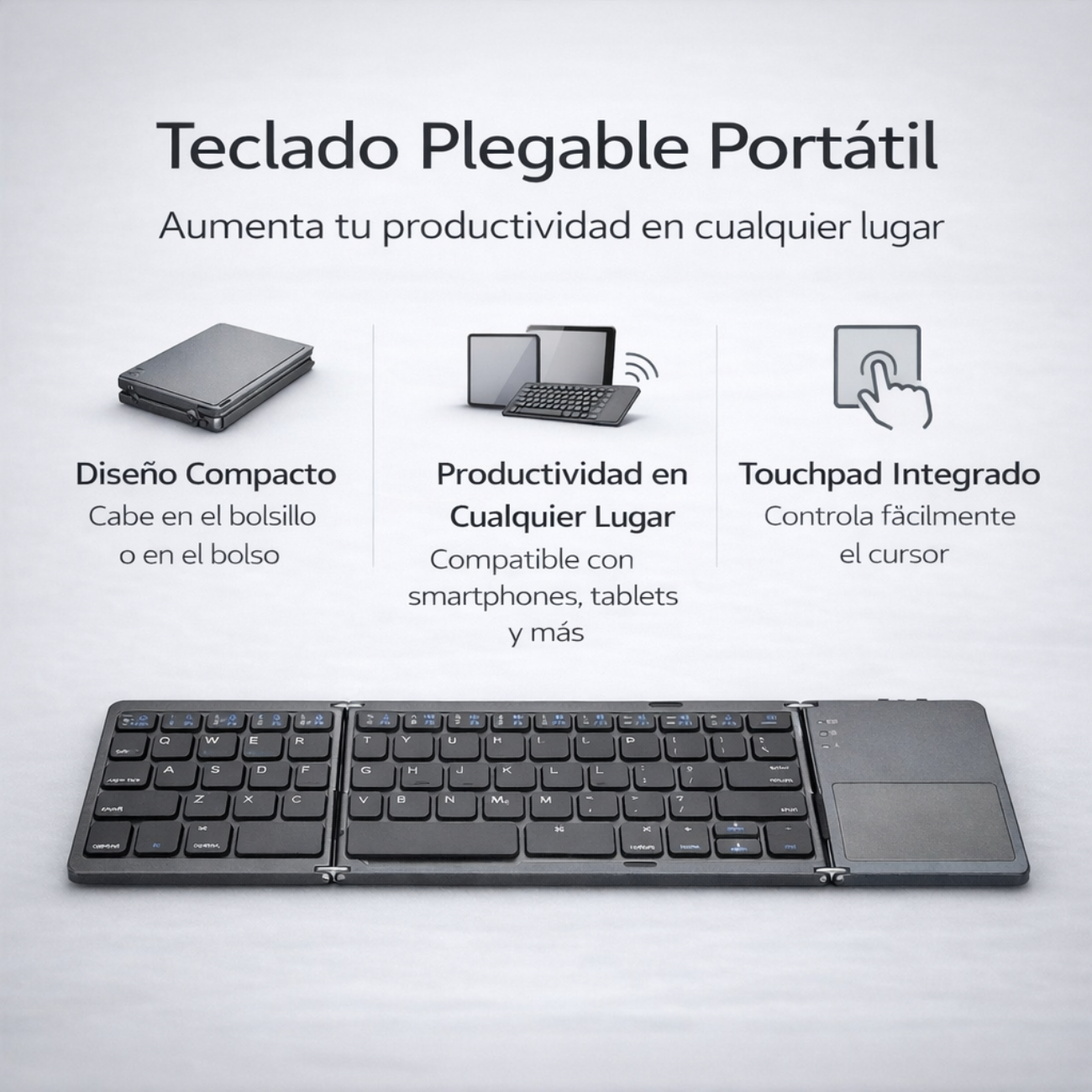 Teclado Plegable Bluetooth Mini con Panel Táctil-2