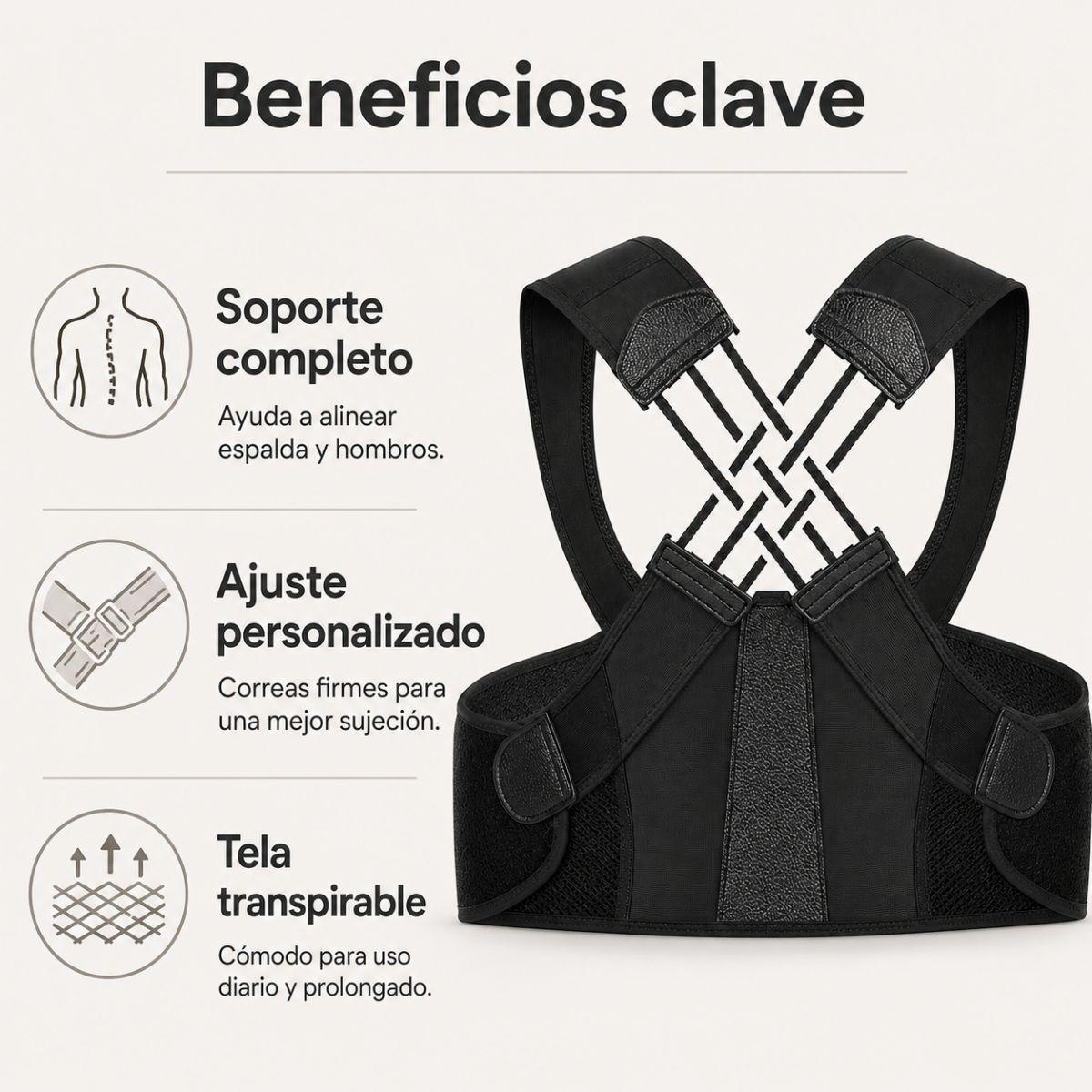 Corrector Postura Espalda Lumbar Faja Completa Ajustable-2