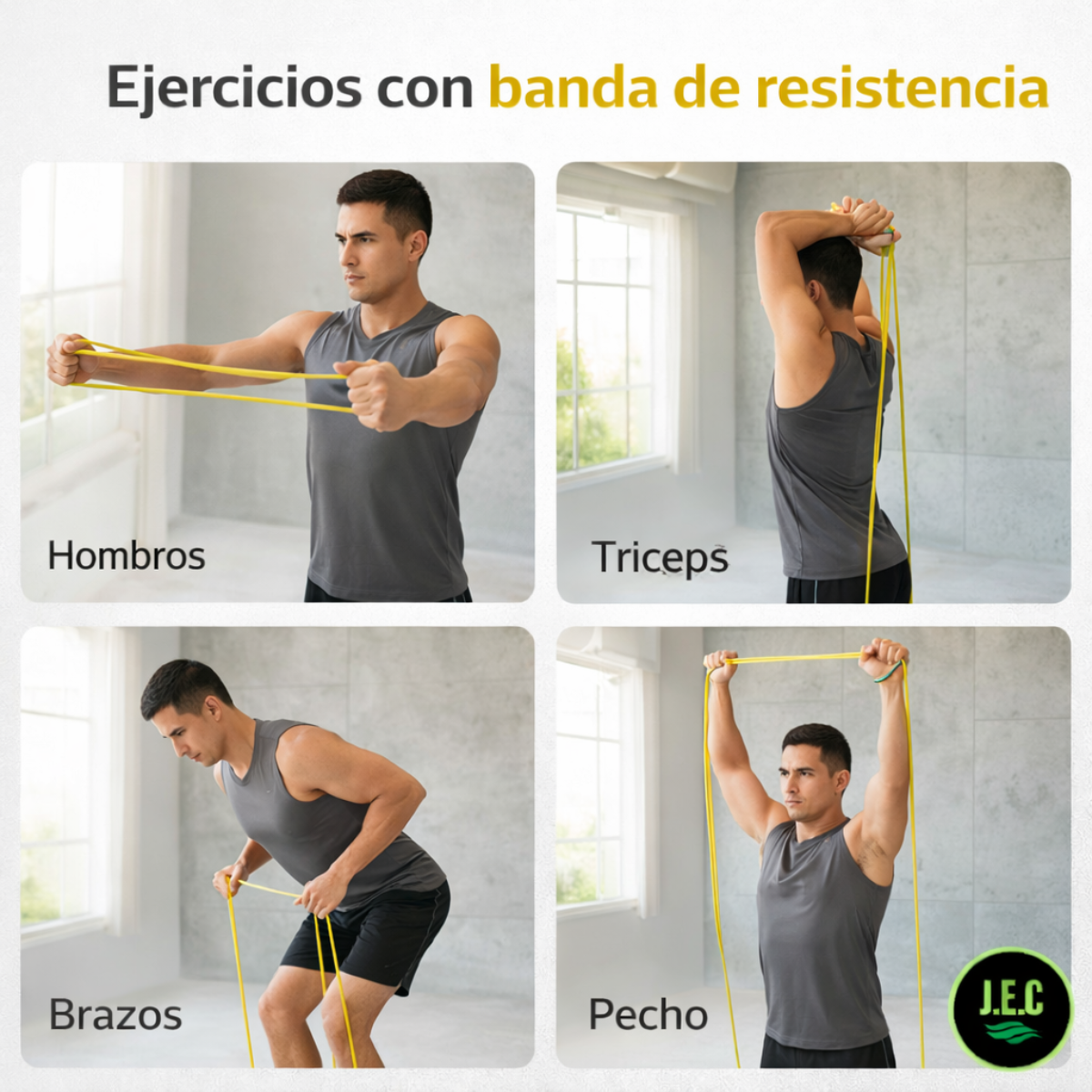 Banda Elástica de Resistencia Amarilla 20lb Fitness J.E.C-2