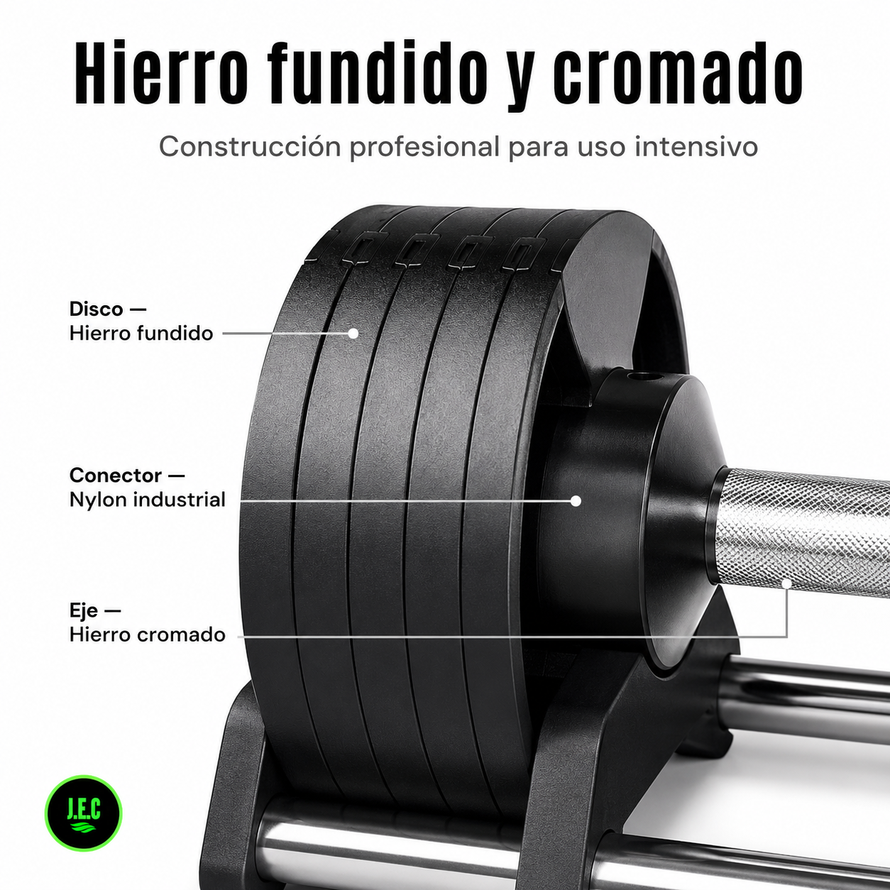 Mancuerna Ajustable Hierro 2 a 20kg Engranaje 6 Posiciones-3
