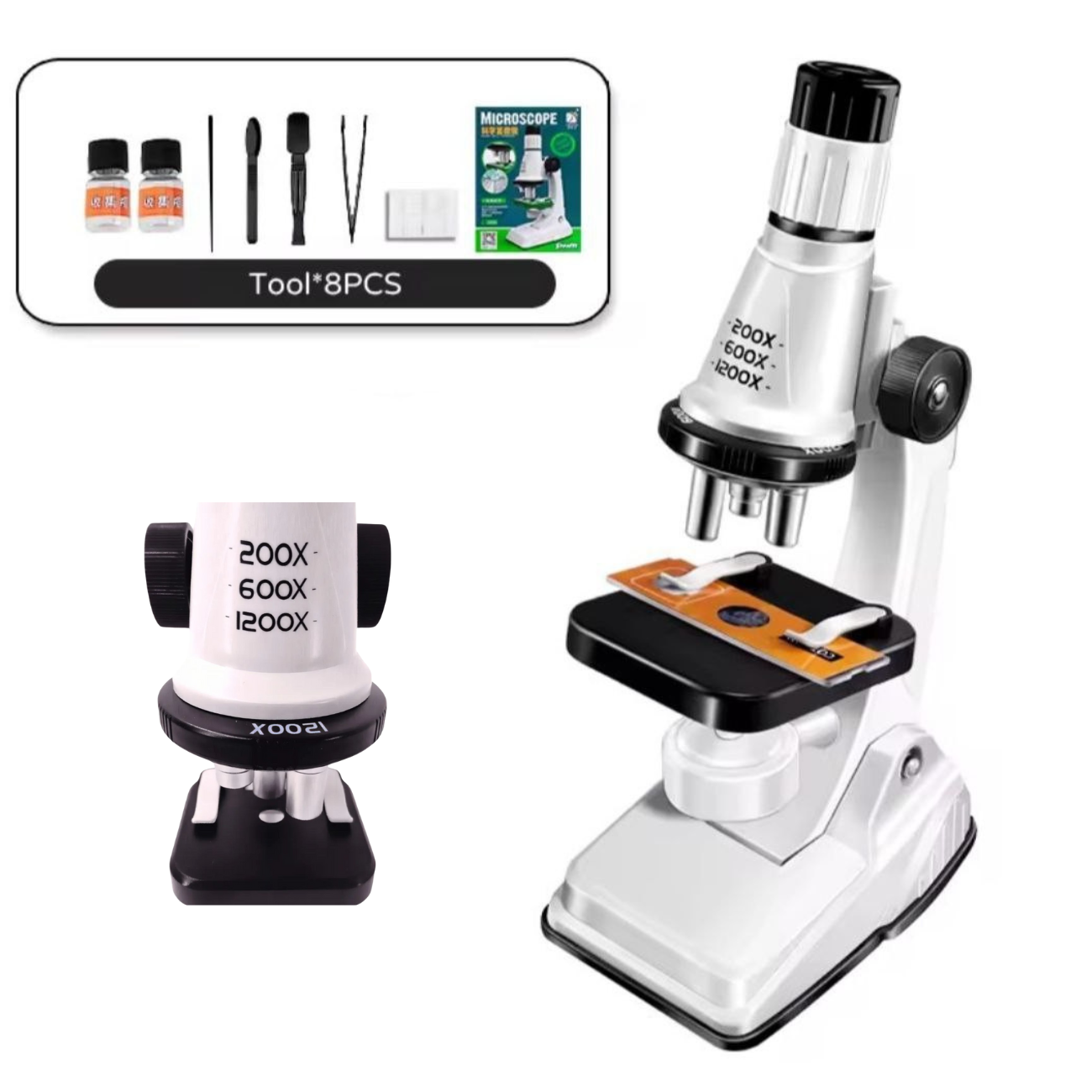 Microscopio Educativo 1200x con Luz LED y Kit Completo-2