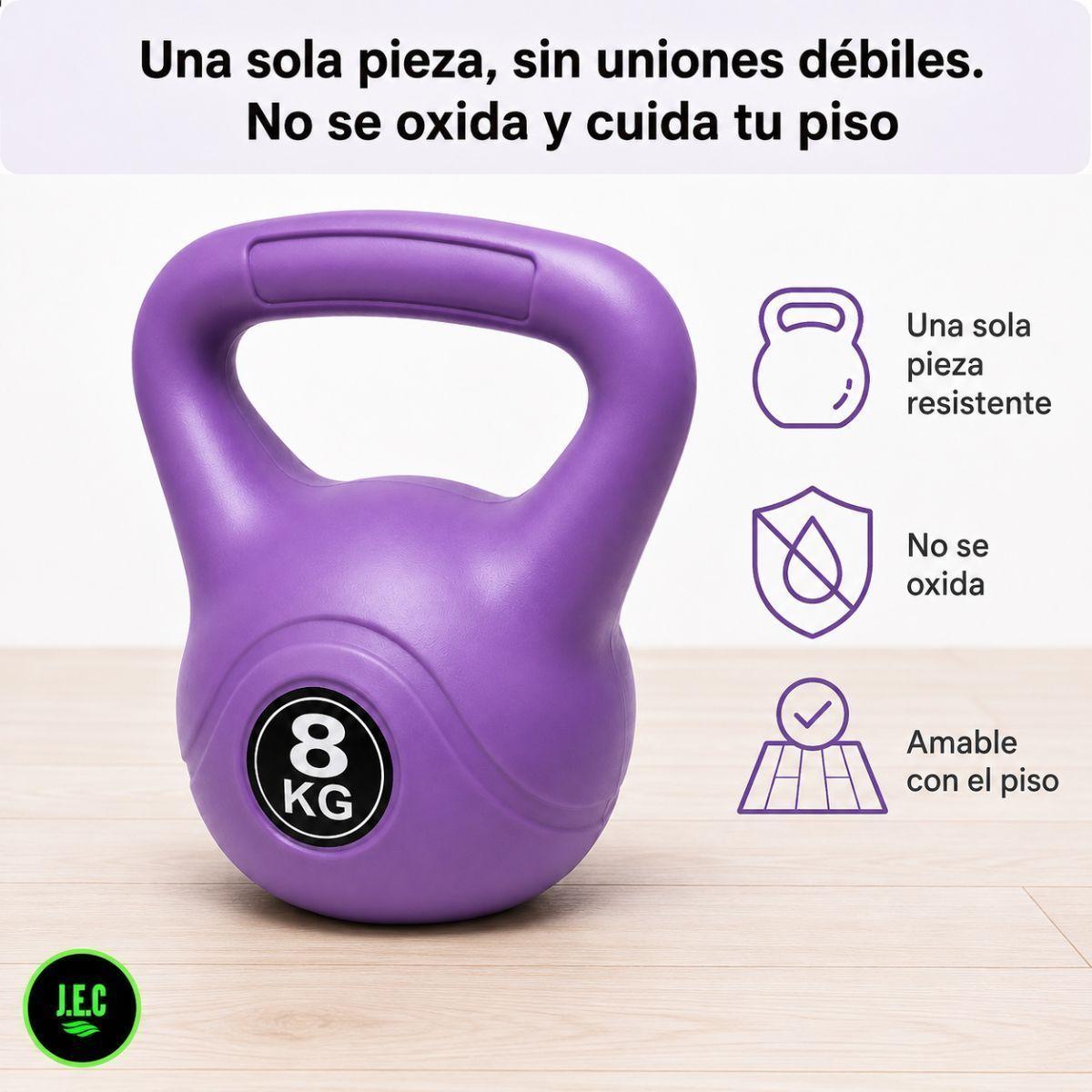 Pesa Rusa Kettlebell 8 Kg de Cemento con Recubrimiento en PE-2