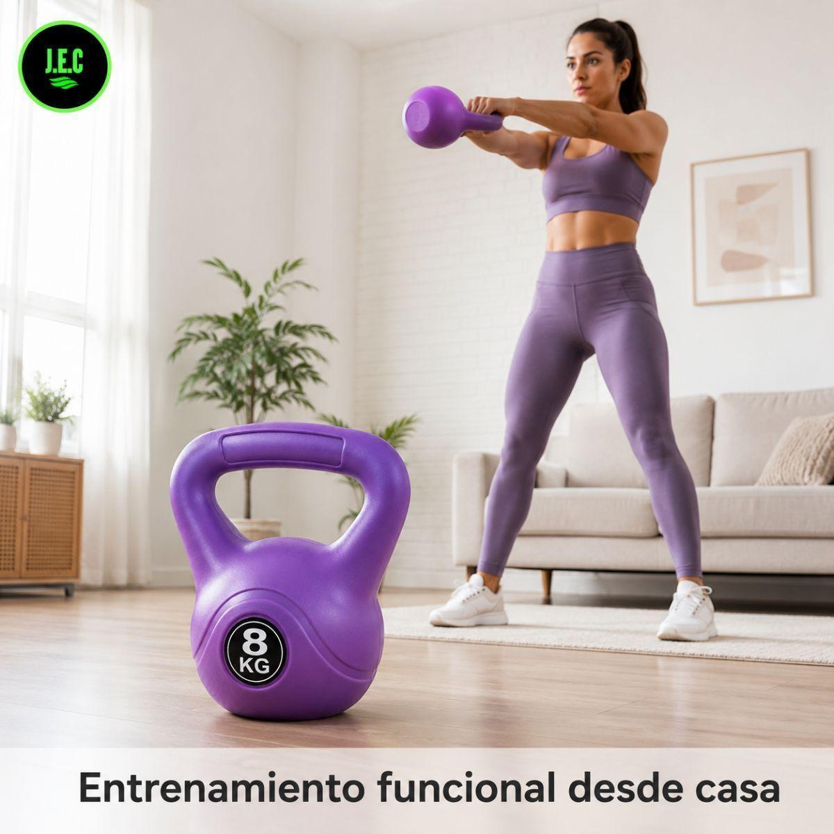 Pesa Rusa Kettlebell 8 Kg de Cemento con Recubrimiento en PE-4