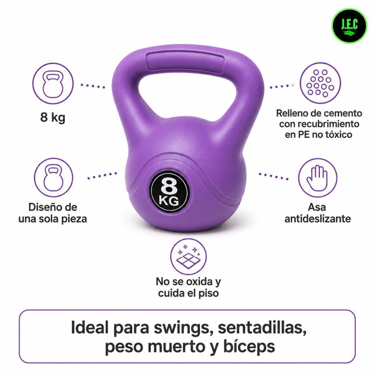 Pesa Rusa Kettlebell 8 Kg de Cemento con Recubrimiento en PE-5