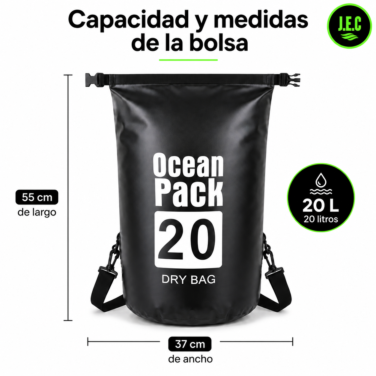 Bolsa Seca Impermeable Dry Bag 20L Resistente y Duradera-5