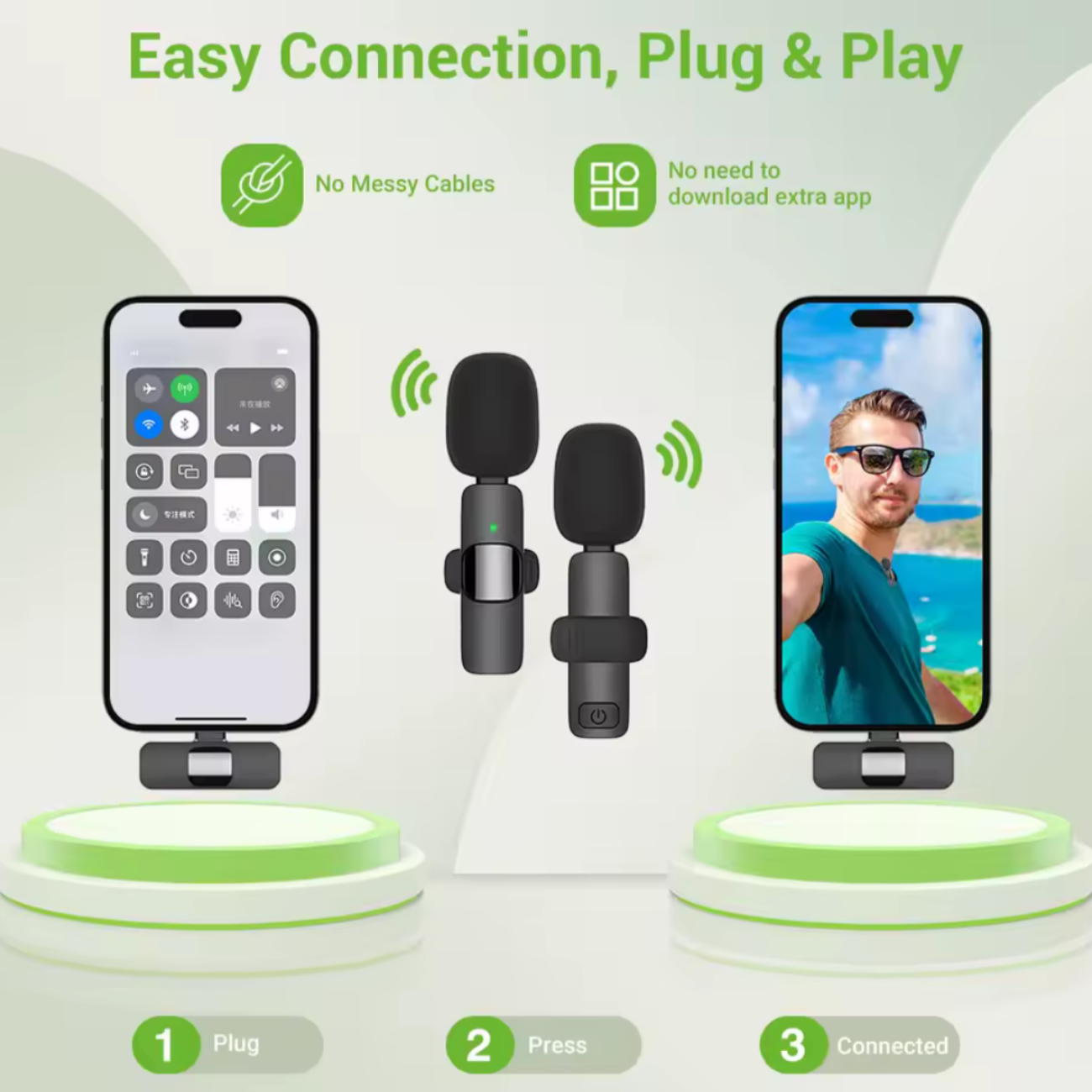 Micrófono Inalámbrico  Tipo C Gamer Bluetooth Reducción de Ruido-2