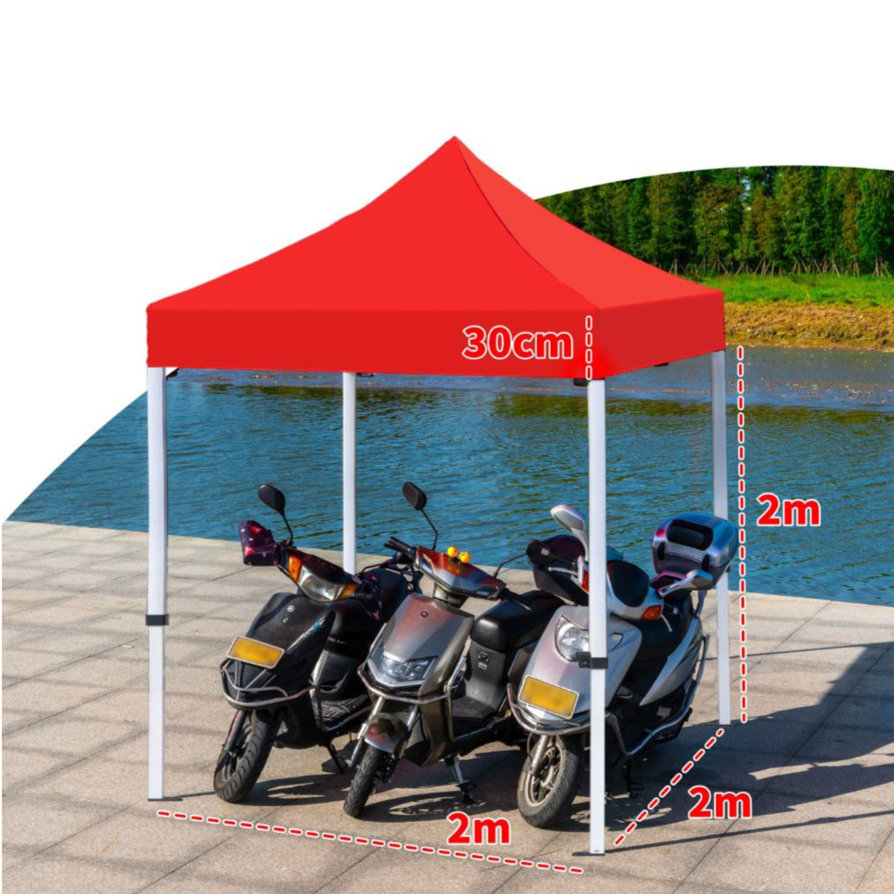 Toldo  2×2 m Acero Reforzado plegable  – Impermeable y Ajustable-1