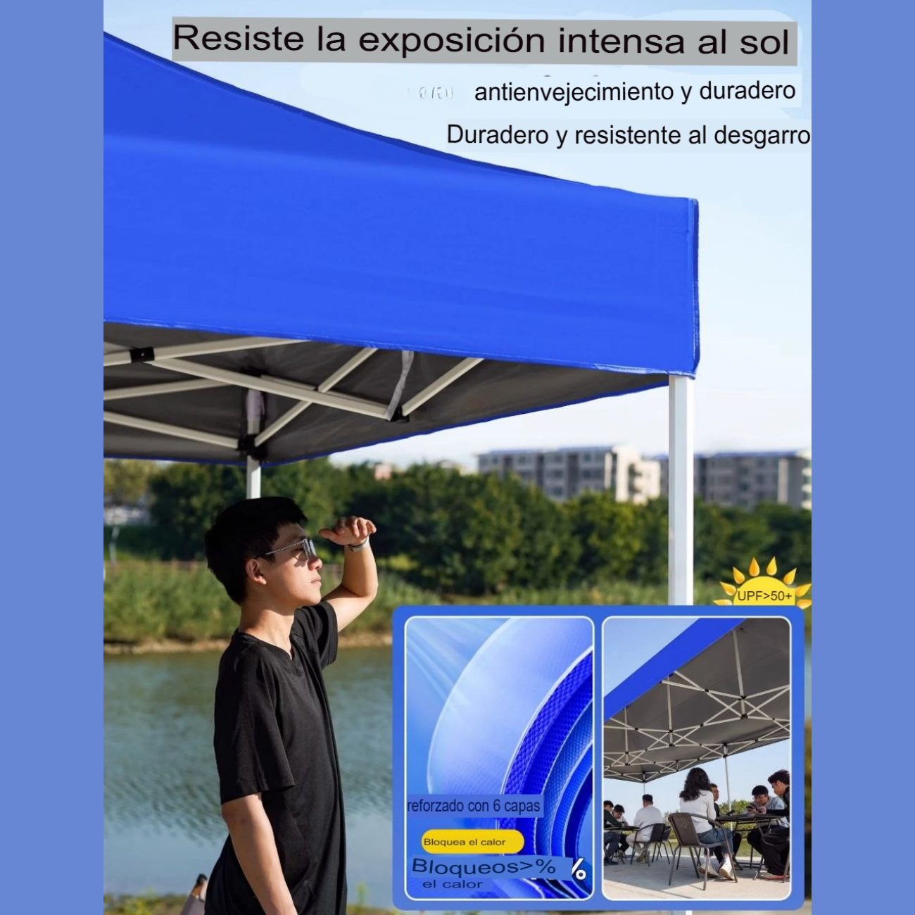 Toldo  2×2 m Acero Reforzado plegable  – Impermeable y Ajustable-4