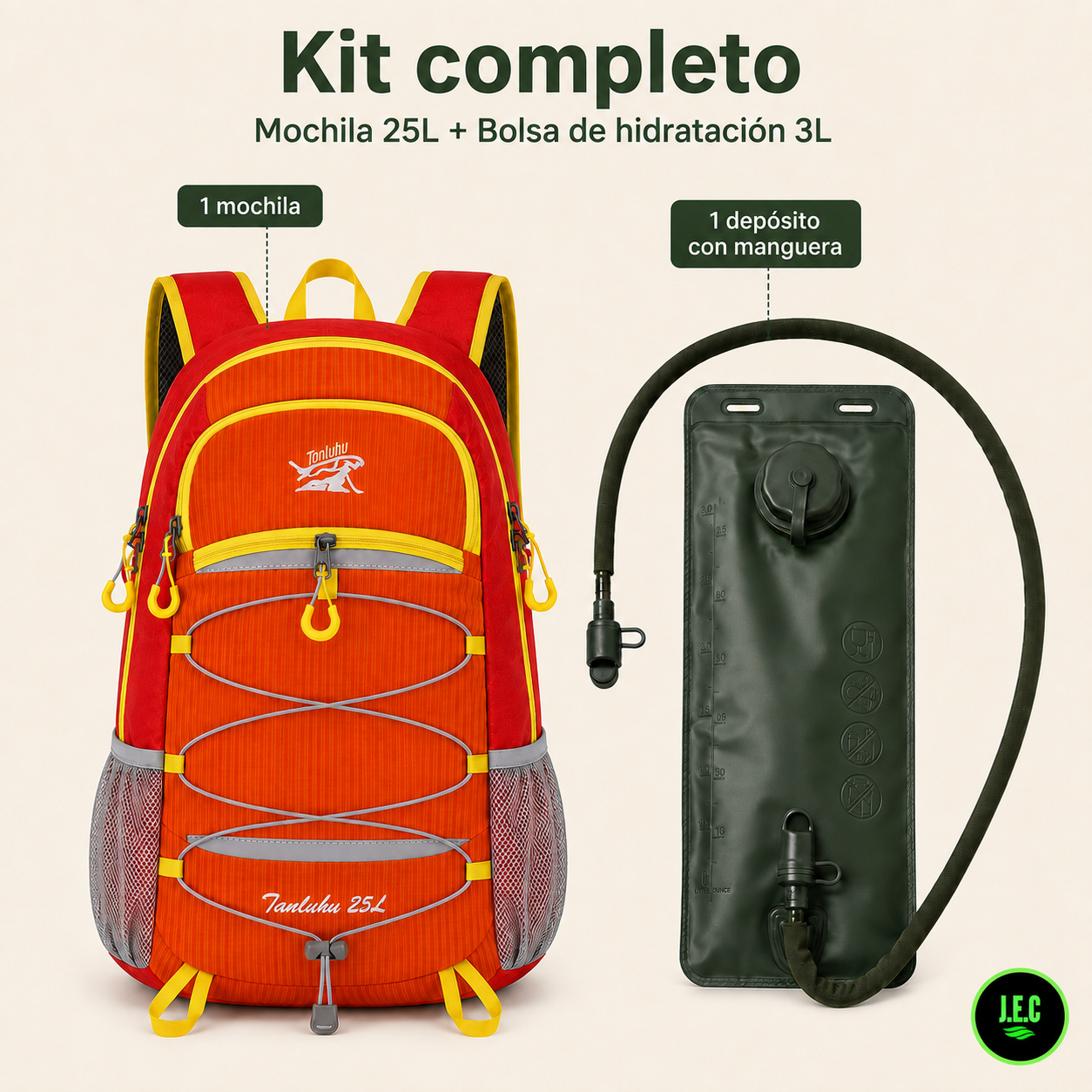 Kit Mochila Trekking 25L Bolsa Hidrataci n 3L-1
