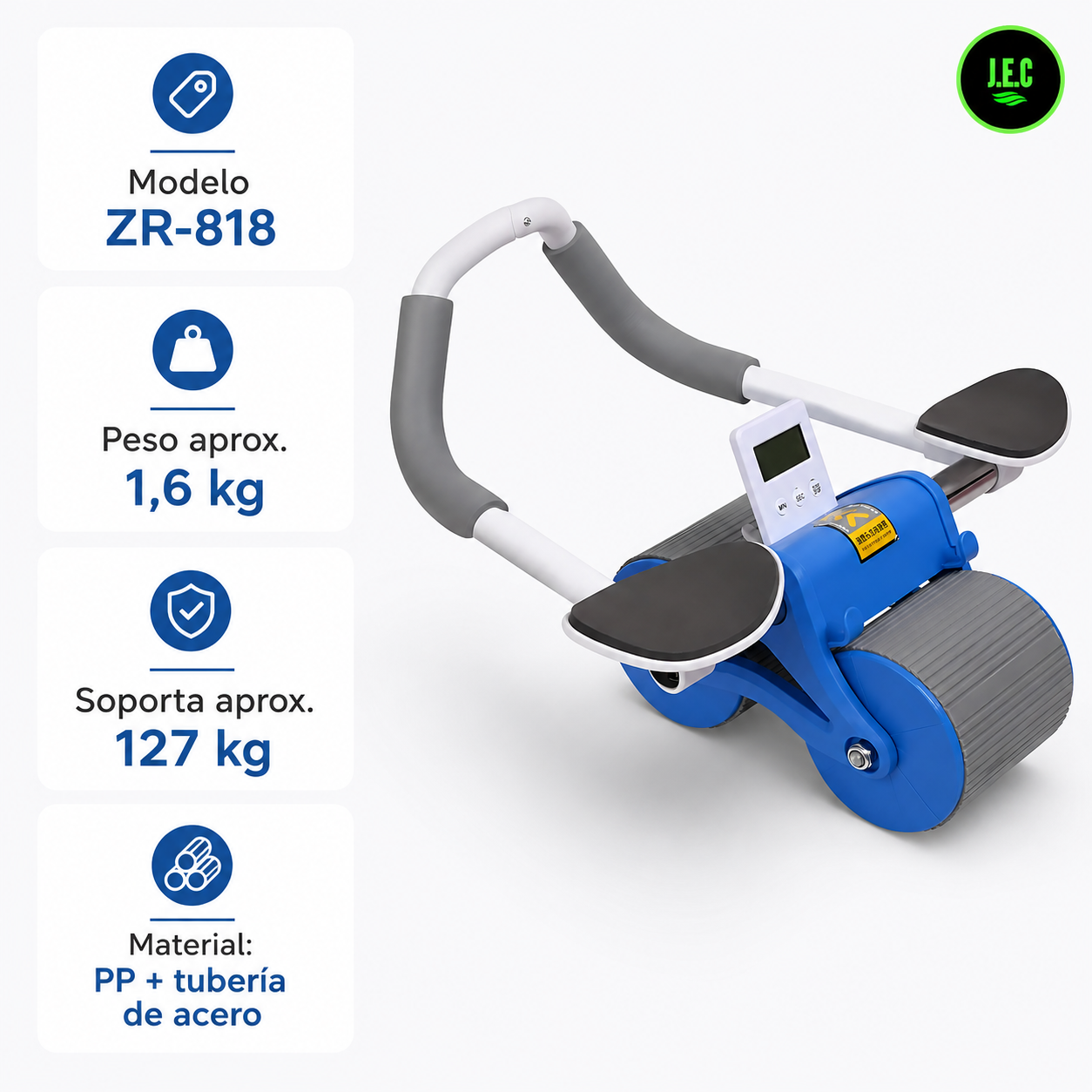 Rueda Abdominal Doble ZR-818 con Soporte para Codos-5